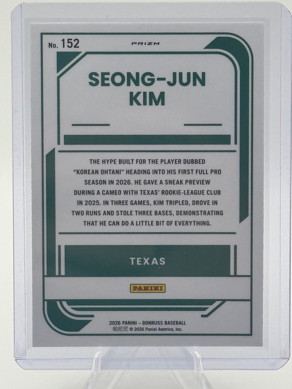 2026 Donruss Seong-Jun Kim #152 Optic Holo Texas Rangers Near Mint or Better