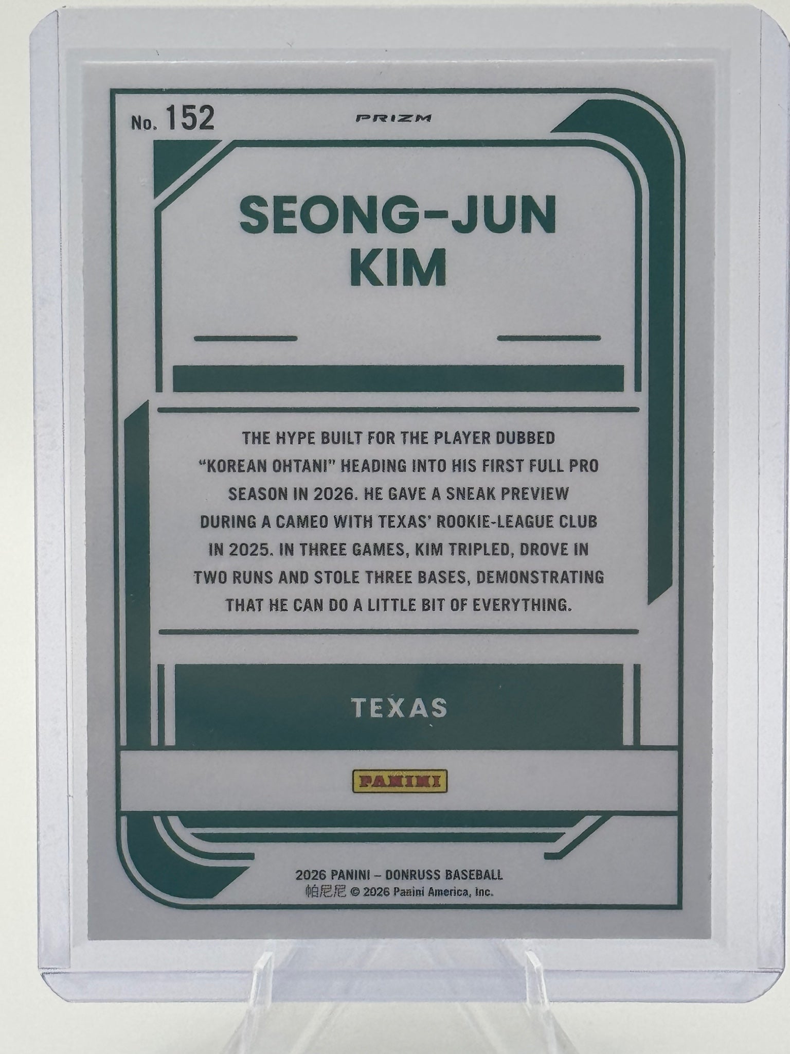 2026 Donruss Seong-Jun Kim #152 Optic Holo Texas Rangers Near Mint or Better