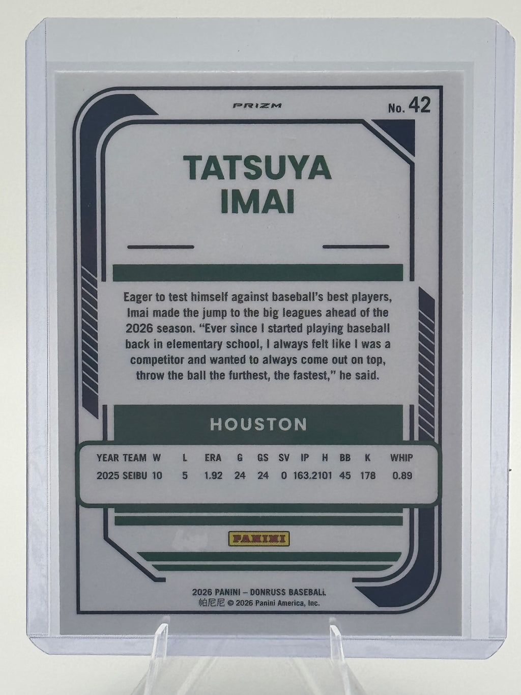 2026 Donruss Tatsuya Imai #42 Optic Shock Houston Astros Near Mint or Better