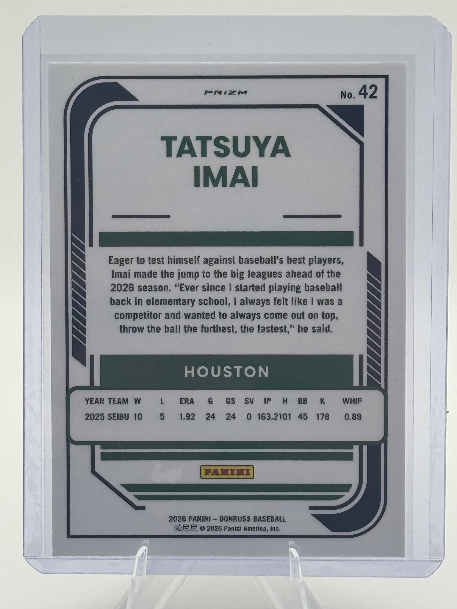 2026 Donruss Tatsuya Imai #42 Optic Shock Houston Astros Near Mint or Better