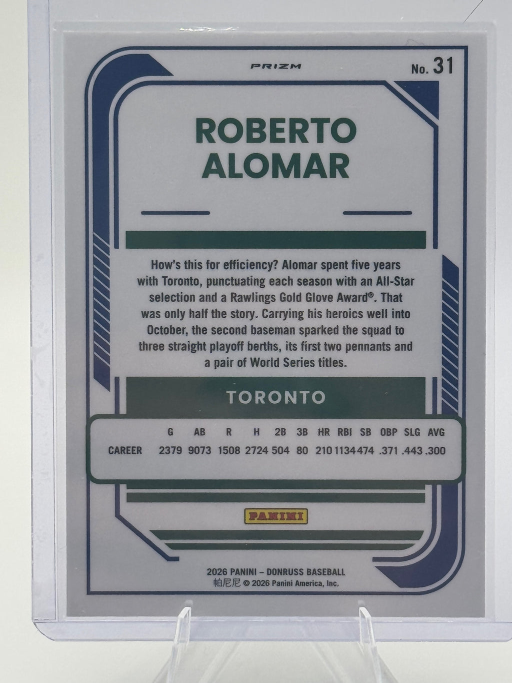 2026 Donruss Roberto Alomar #31 Optic Circles Toronto Blue Jays Near Mint