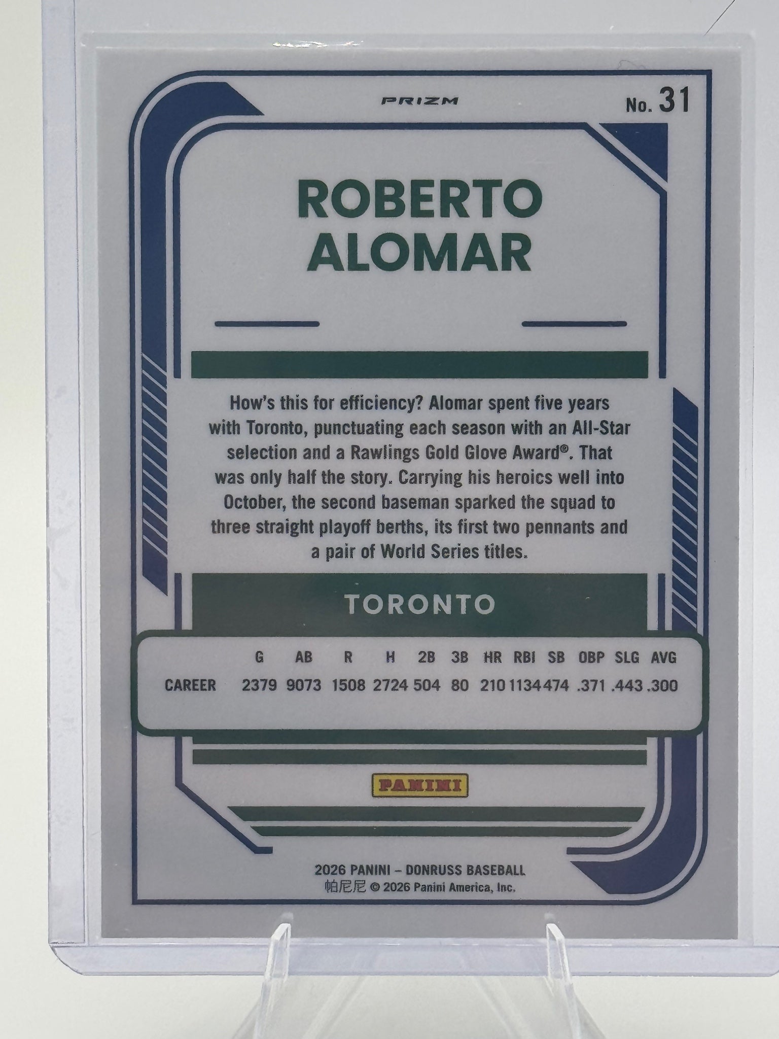 2026 Donruss Roberto Alomar #31 Optic Circles Toronto Blue Jays Near Mint