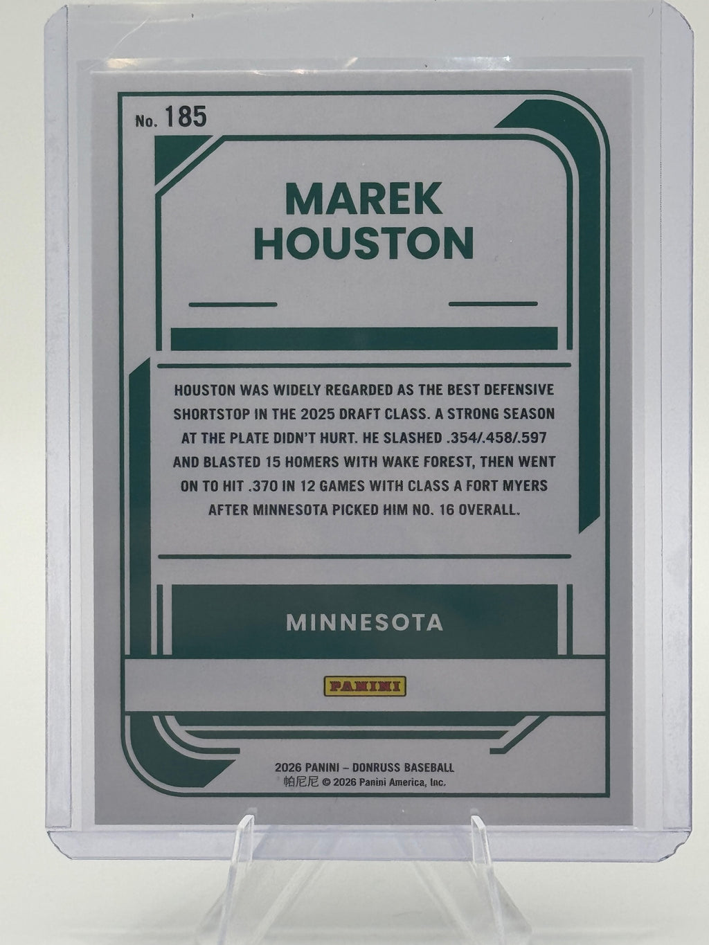 2026 Donruss Marek Houston #185 Liberty Minnesota Twins Near Mint or Better