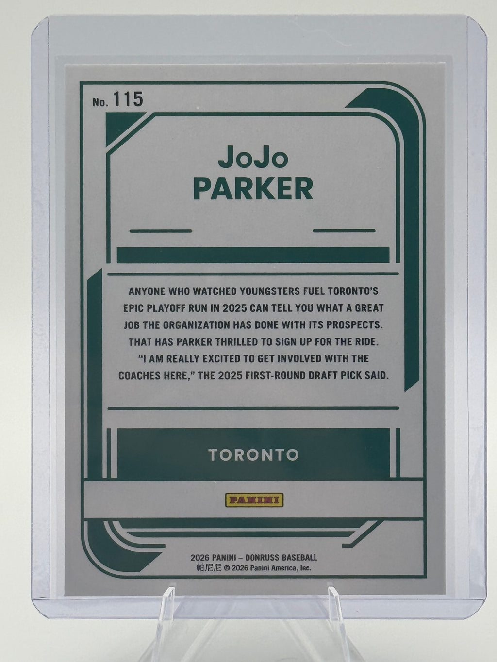 2026 Donruss JoJo Parker #115 Red and Blue Toronto Blue Jays Near Mint or Better