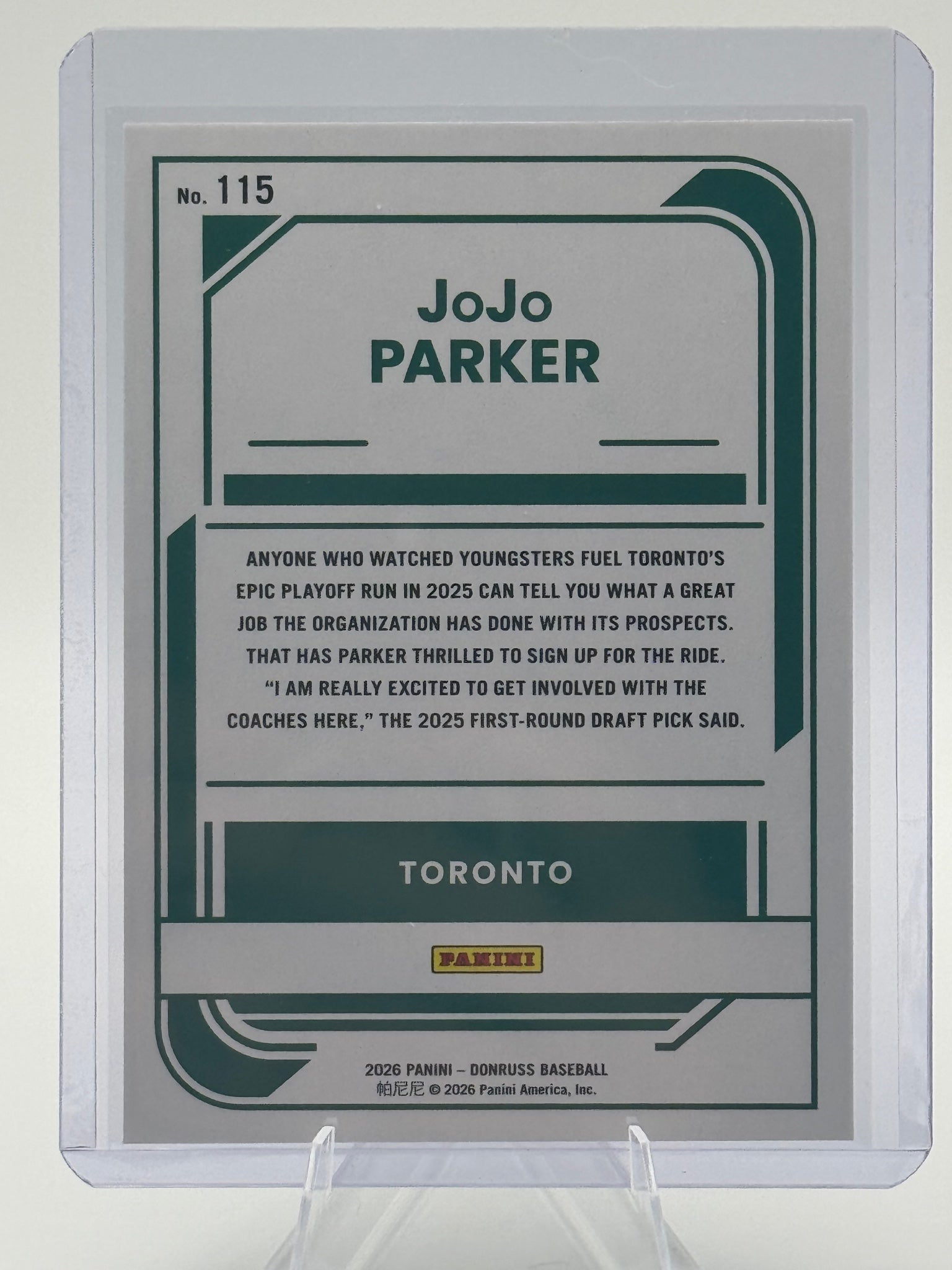 2026 Donruss JoJo Parker #115 Red and Blue Toronto Blue Jays Near Mint or Better