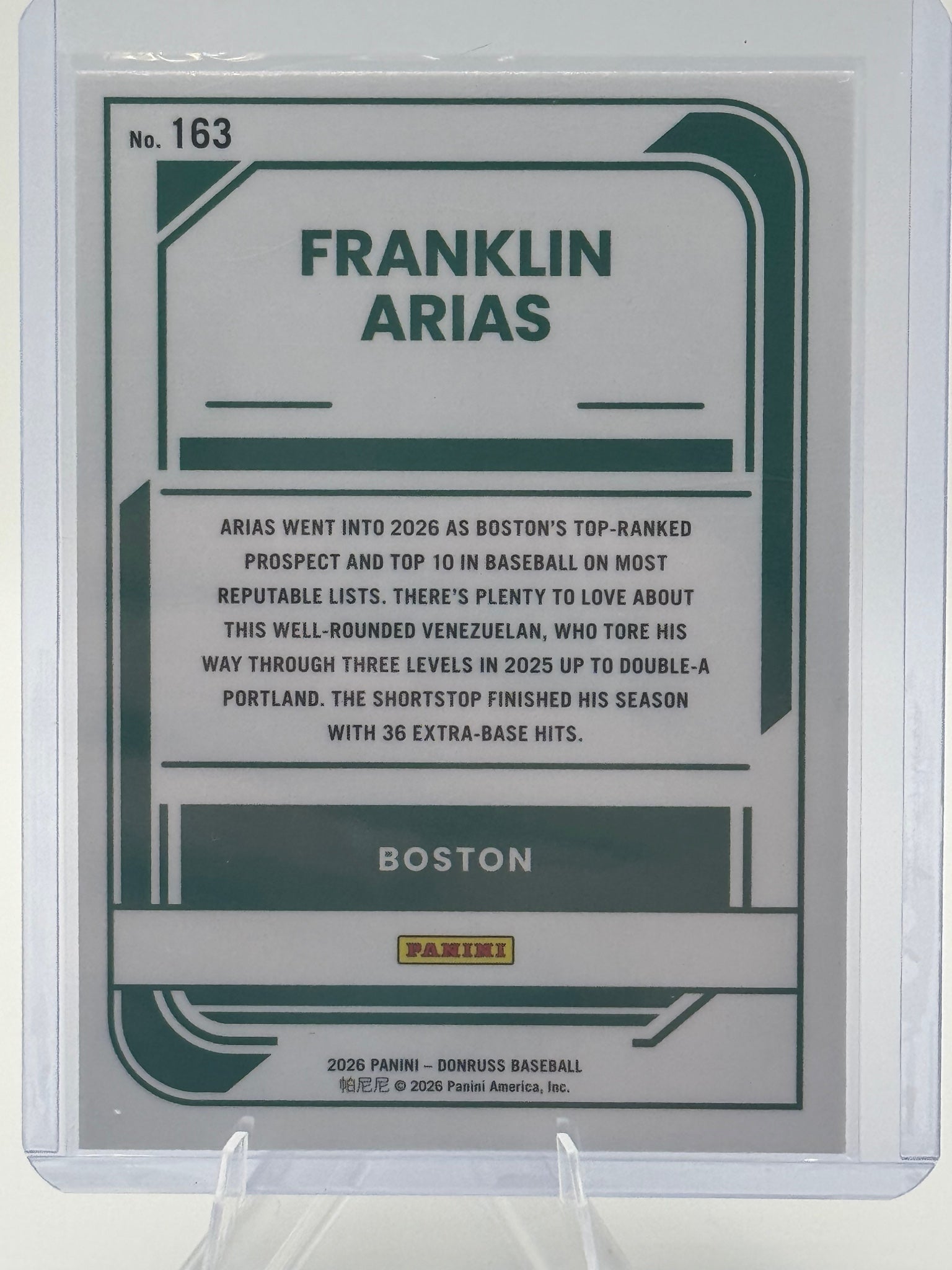 2026 Donruss Franklin Arias #163 Optic Boston Red Sox Near Mint or Better