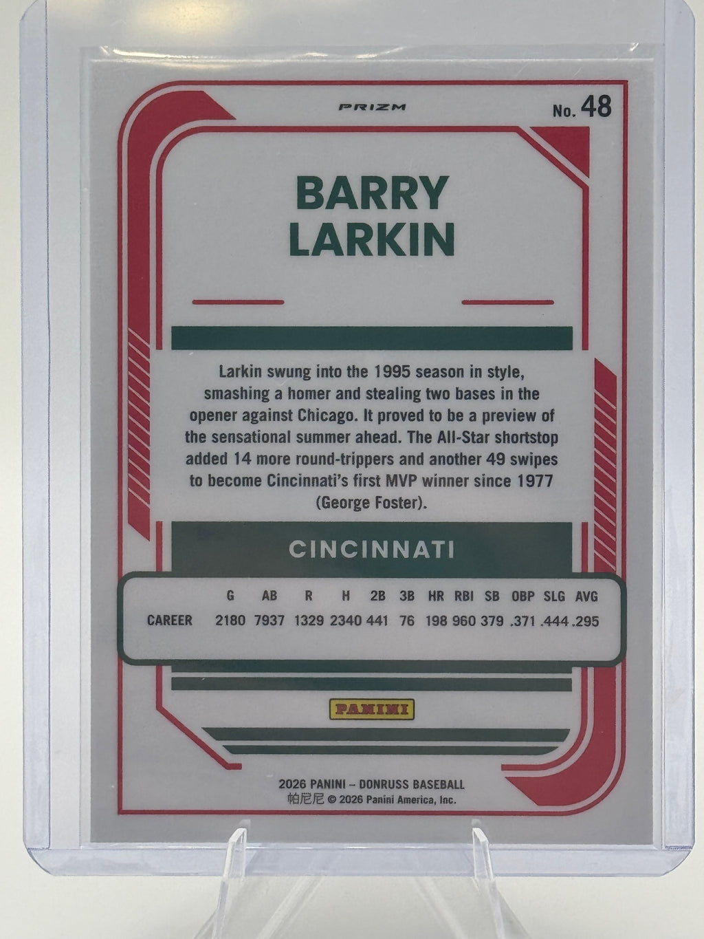 2026 Donruss Barry Larkin #48 Optic Circles Cincinnati Reds Near Mint or Better