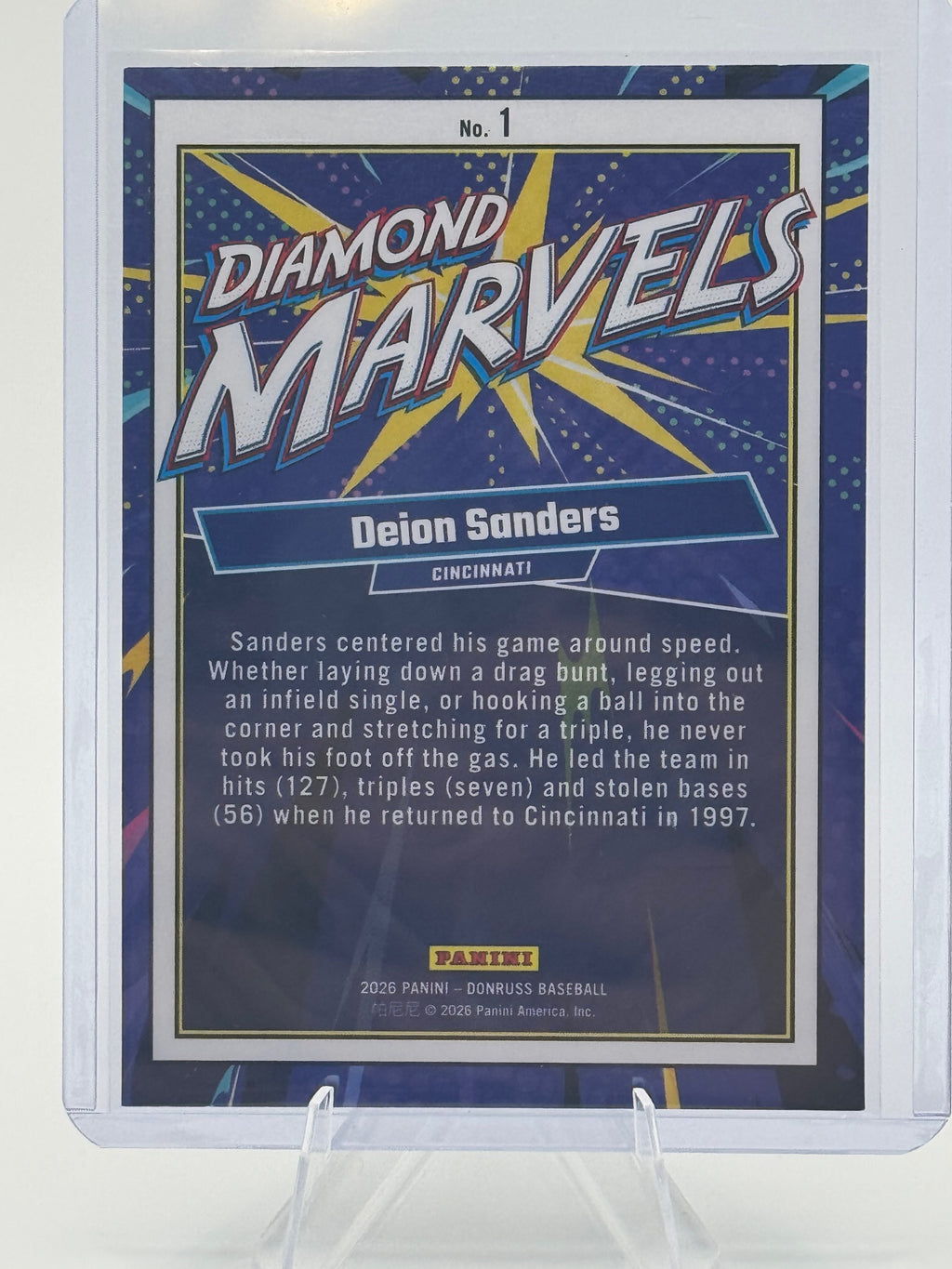 2026 Donruss Deion Sanders #1 Diamond Marvels Cincinnati Reds Near Mint