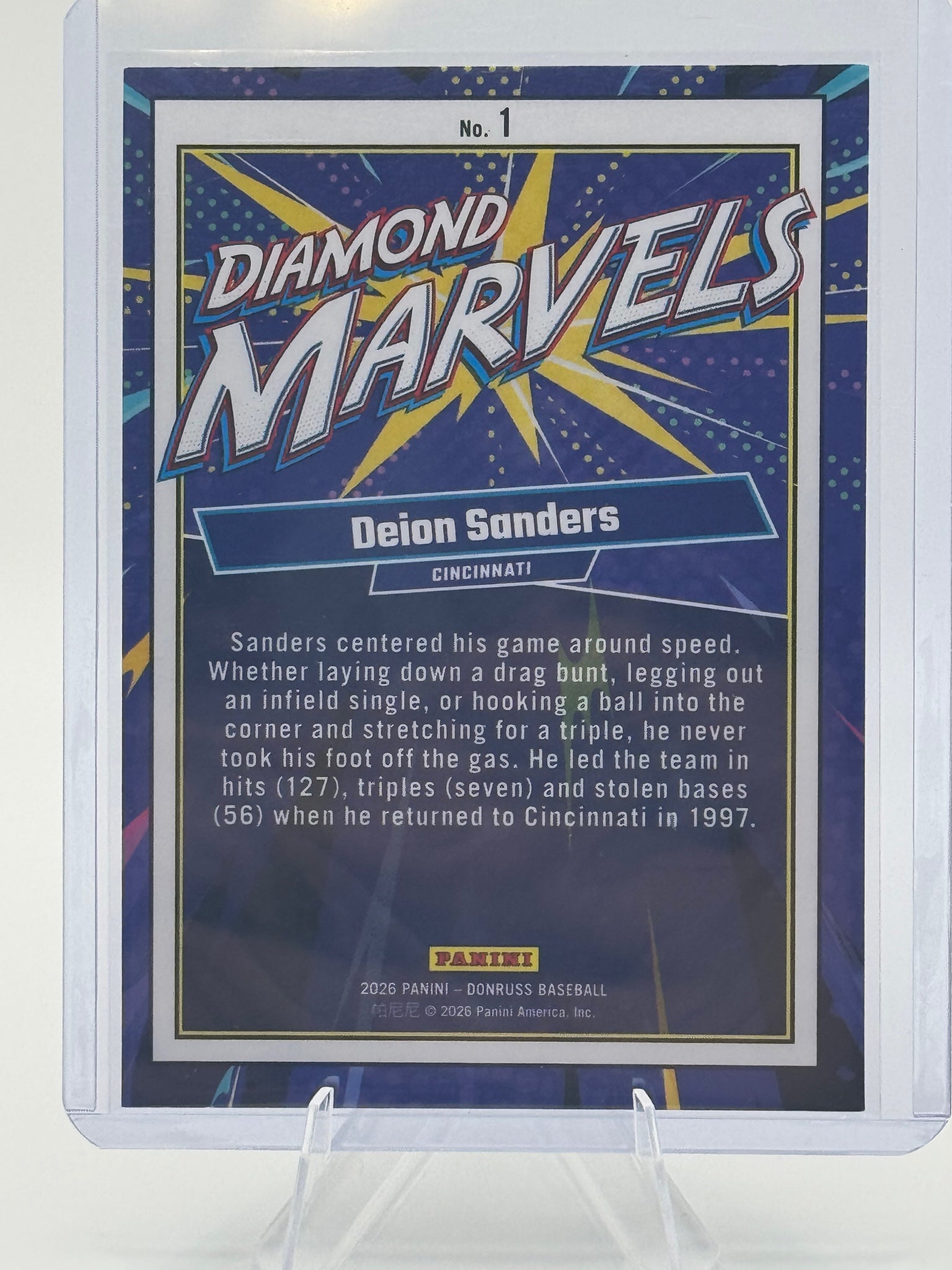 2026 Donruss Deion Sanders #1 Diamond Marvels Cincinnati Reds Near Mint