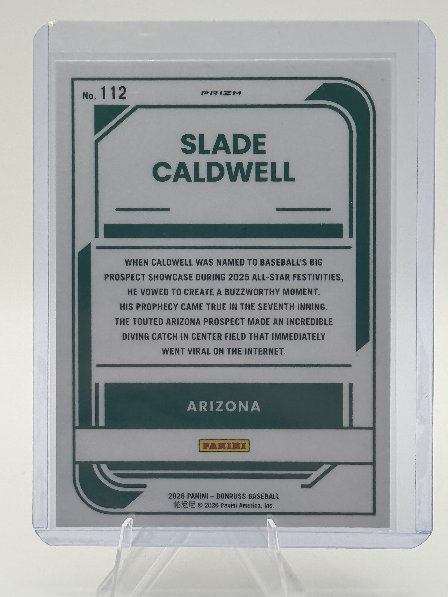 2026 Donruss Slade Caldwell #112 Optic Orange Velocity Arizona Diamondbacks NM