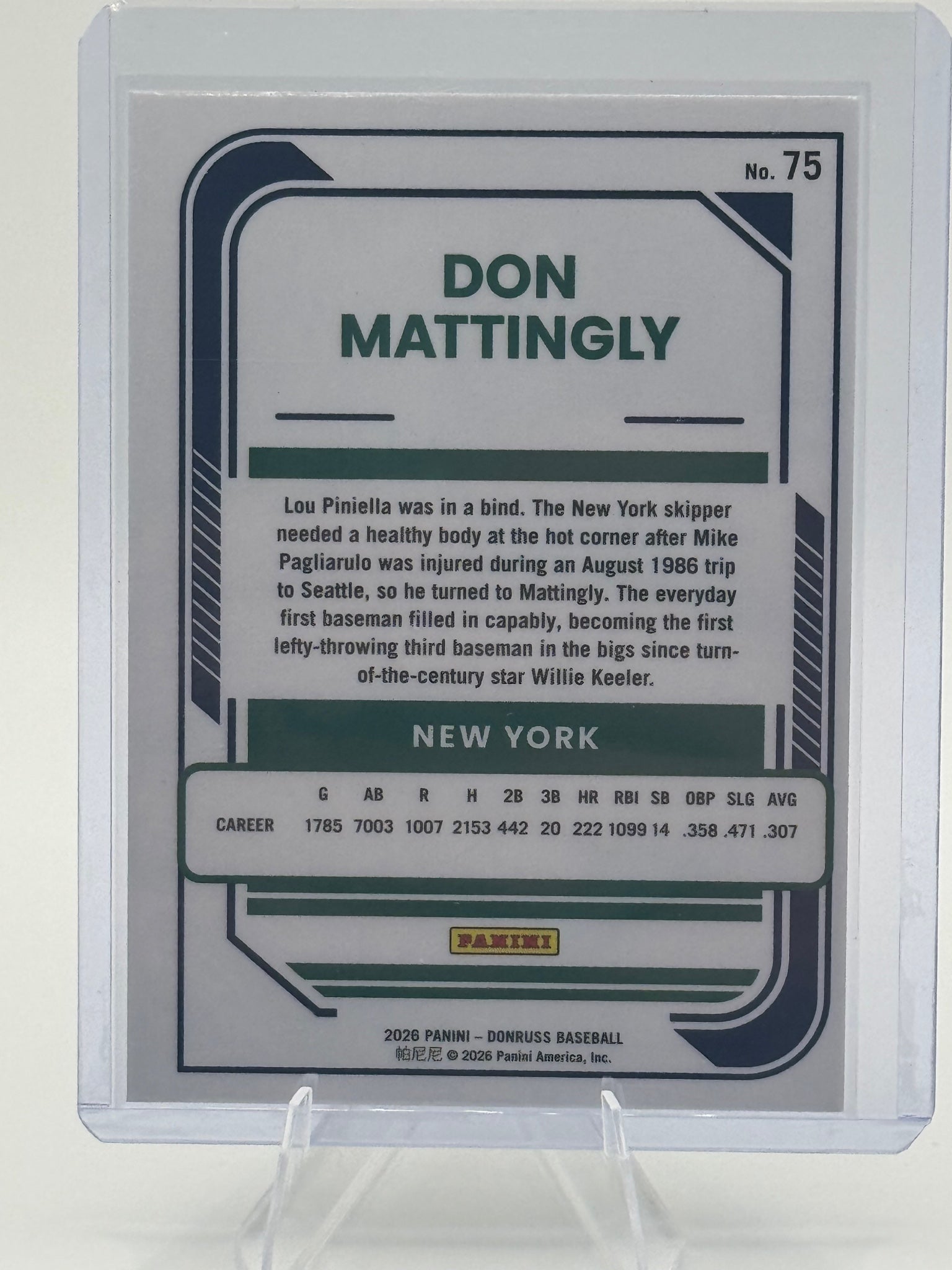 2026 Donruss Don Mattingly #75 Optic New York Yankees Near Mint or Better