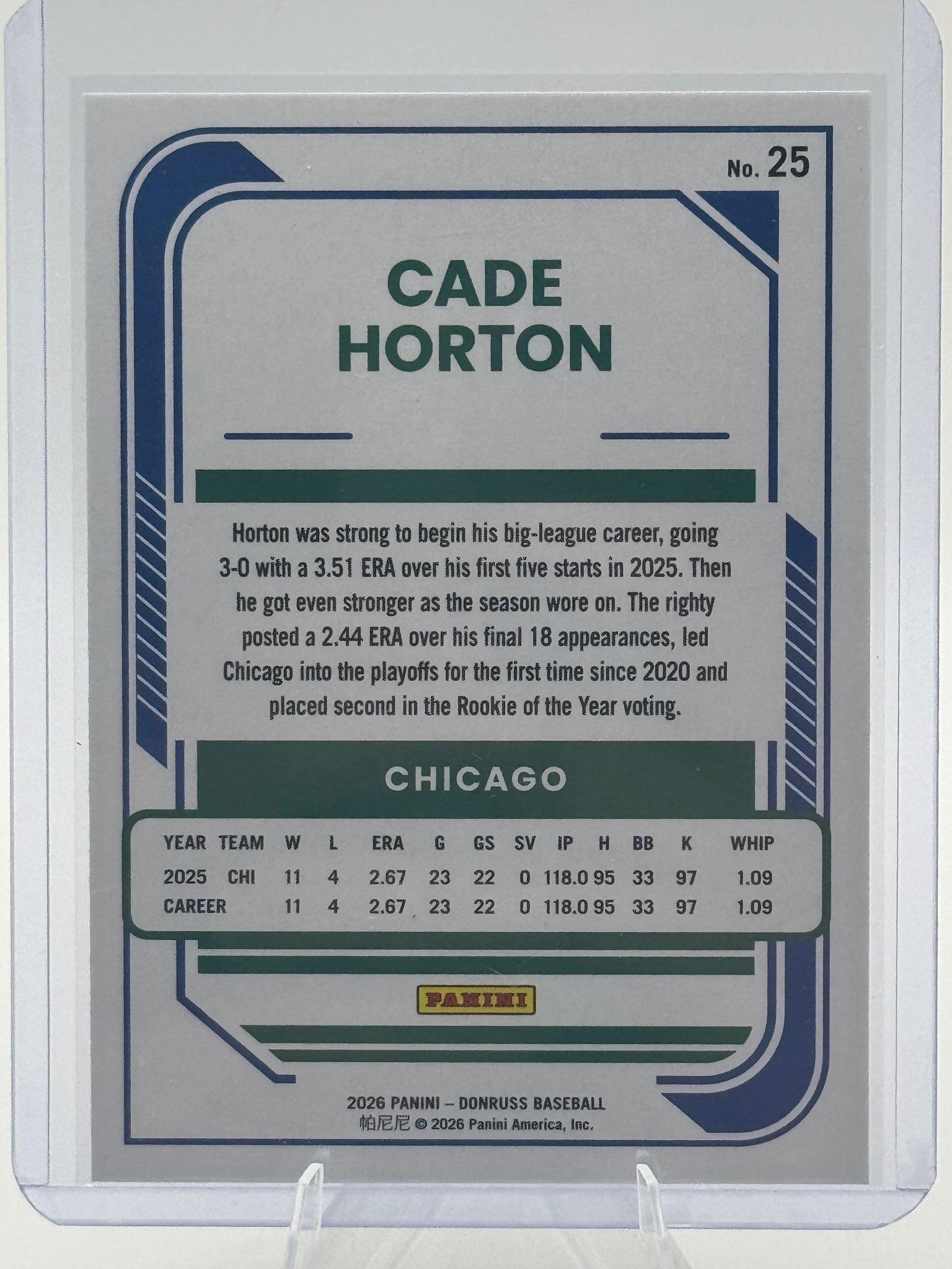 2026 Donruss Cade Horton #25 Red and Blue Chicago Cubs Near Mint or Better