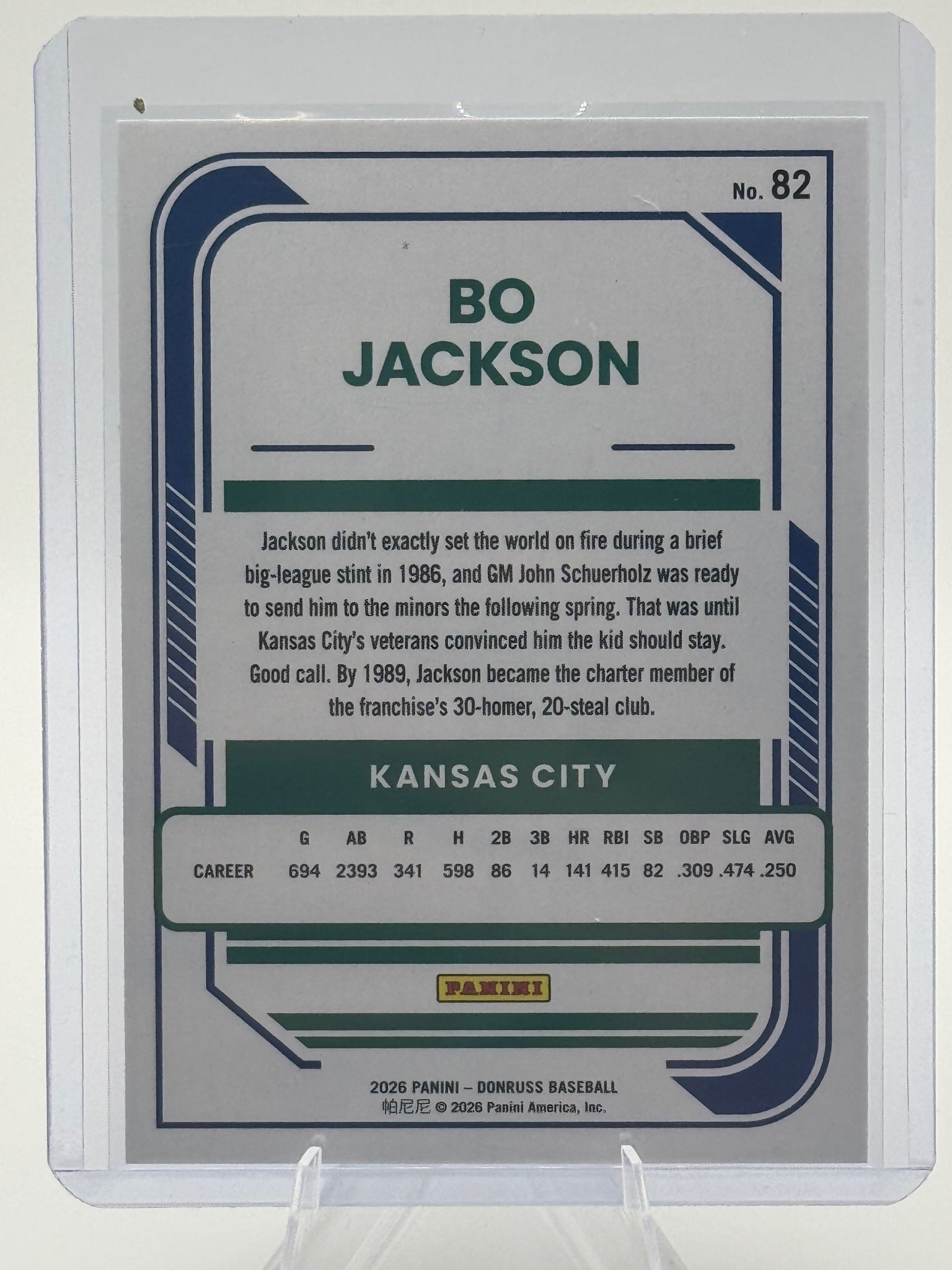2026 Donruss Bo Jackson #82 Red and Blue Kansas City Royals Near Mint or Better