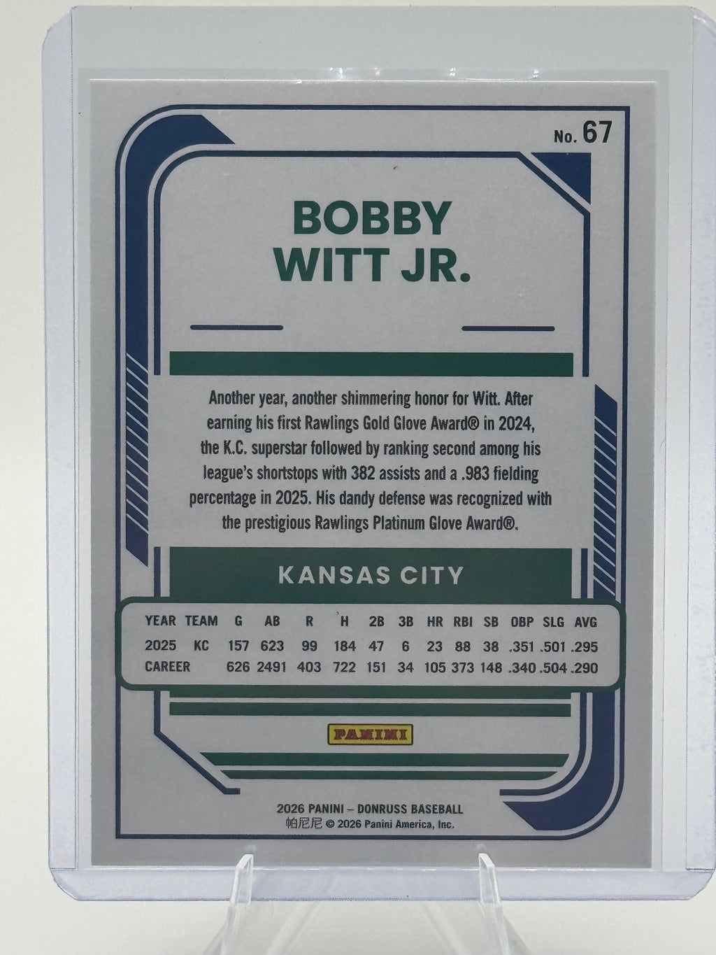 2026 Donruss Bobby Witt Jr. #67 Red and Blue Kansas City Royals Near Mint