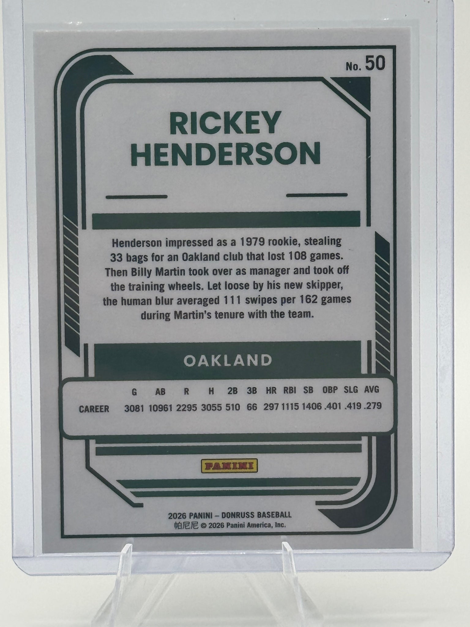 2026 Donruss Rickey Henderson #50 Optic Oakland Athletics Near Mint or Better