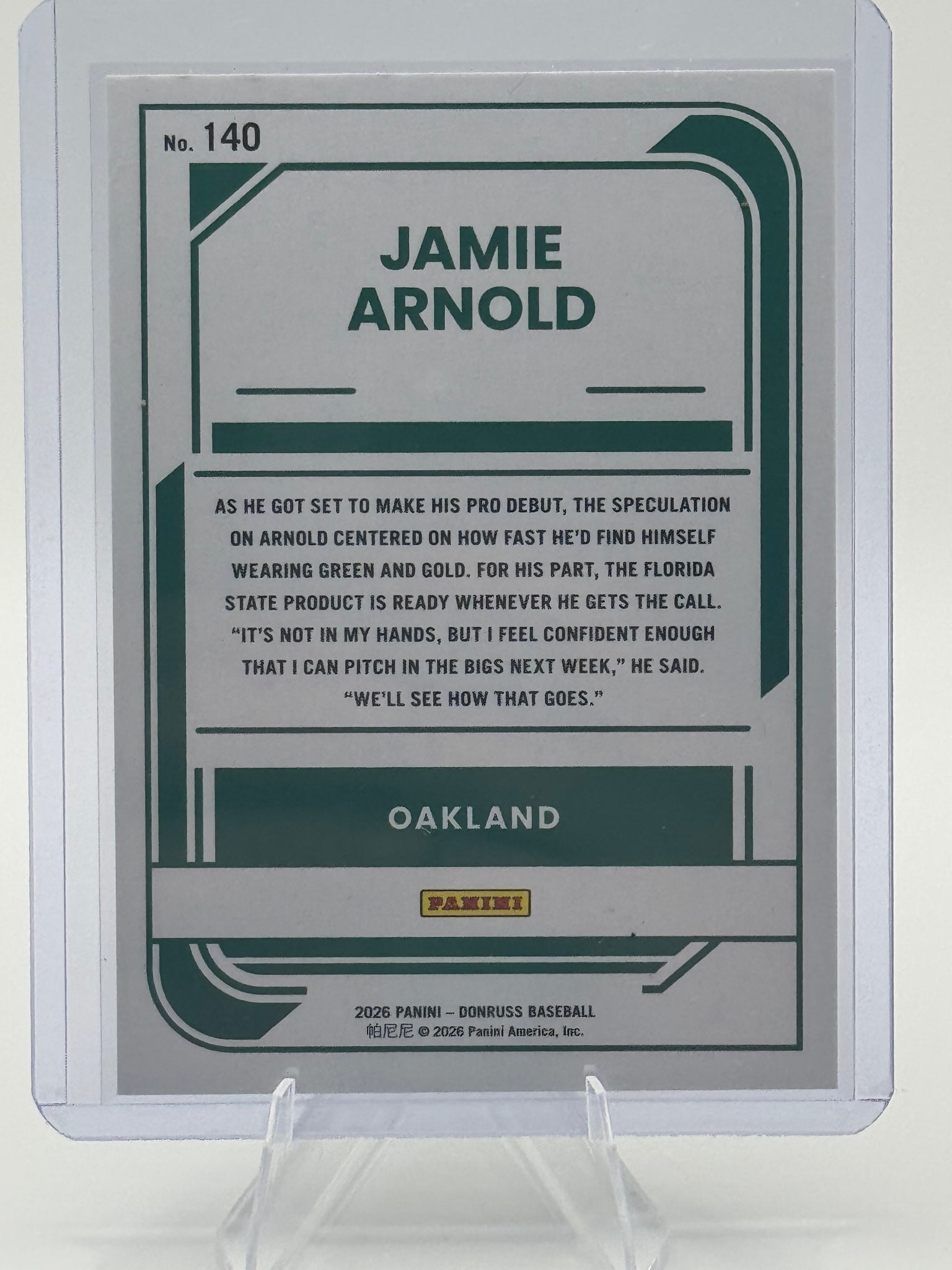 2026 Donruss Jamie Arnold #140 Red and Blue Athletics Near Mint or Better