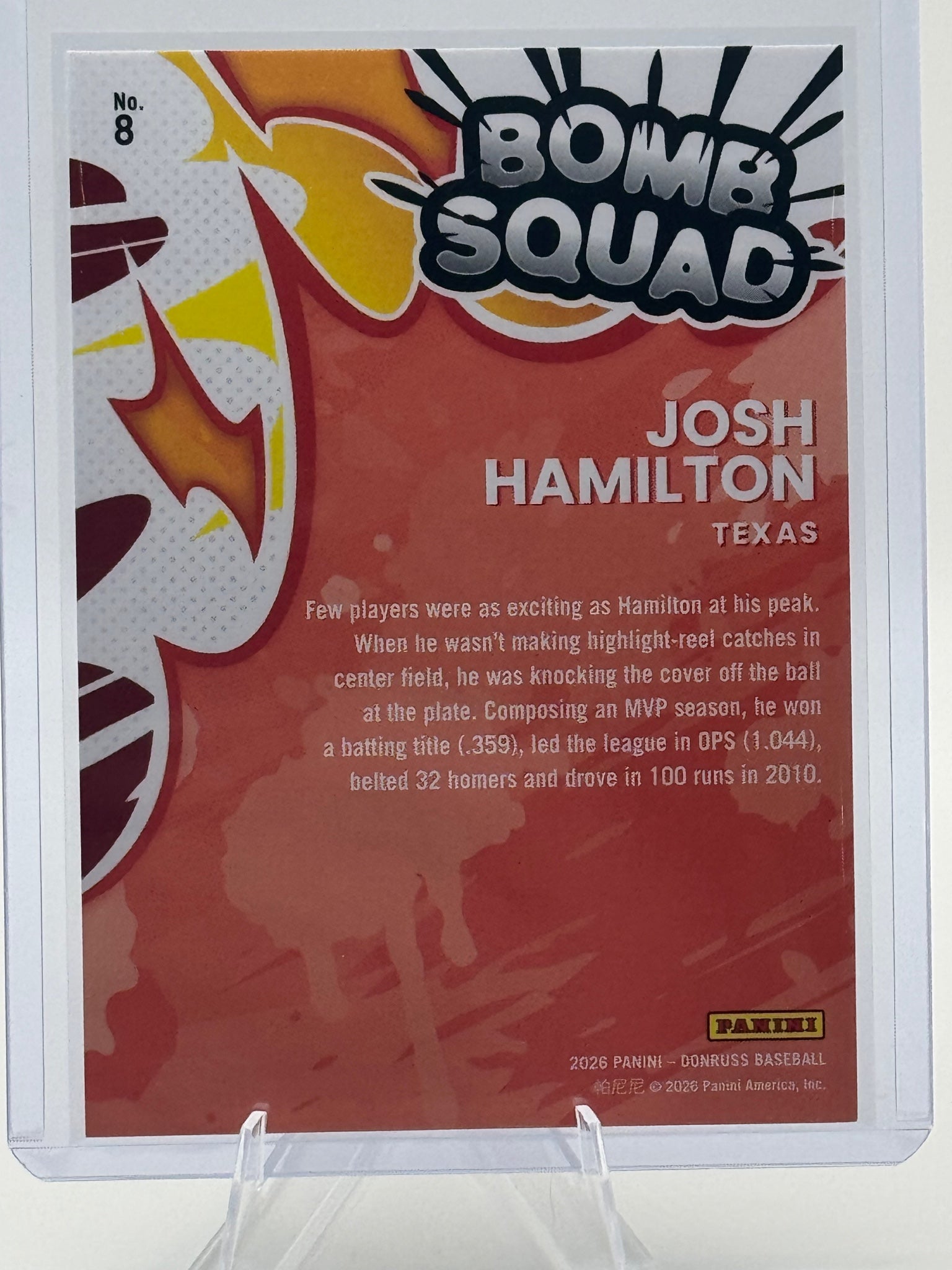 2026 Donruss Josh Hamilton #8 Bomb Squad Texas Rangers Near Mint or Better