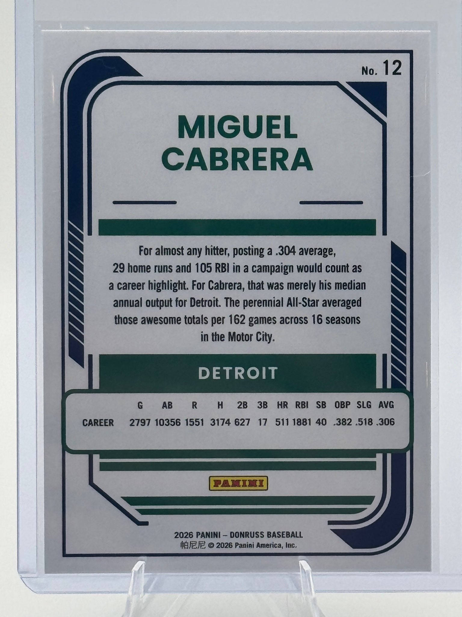 2026 Donruss Miguel Cabrera #12 Red and Blue Detroit Tigers Near Mint or Better