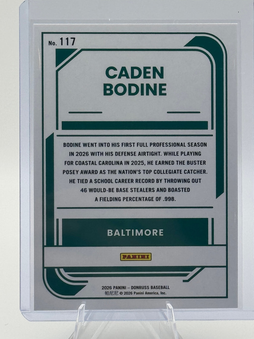 2026 Donruss Caden Bodine #117 Red and Blue Baltimore Orioles Near Mint