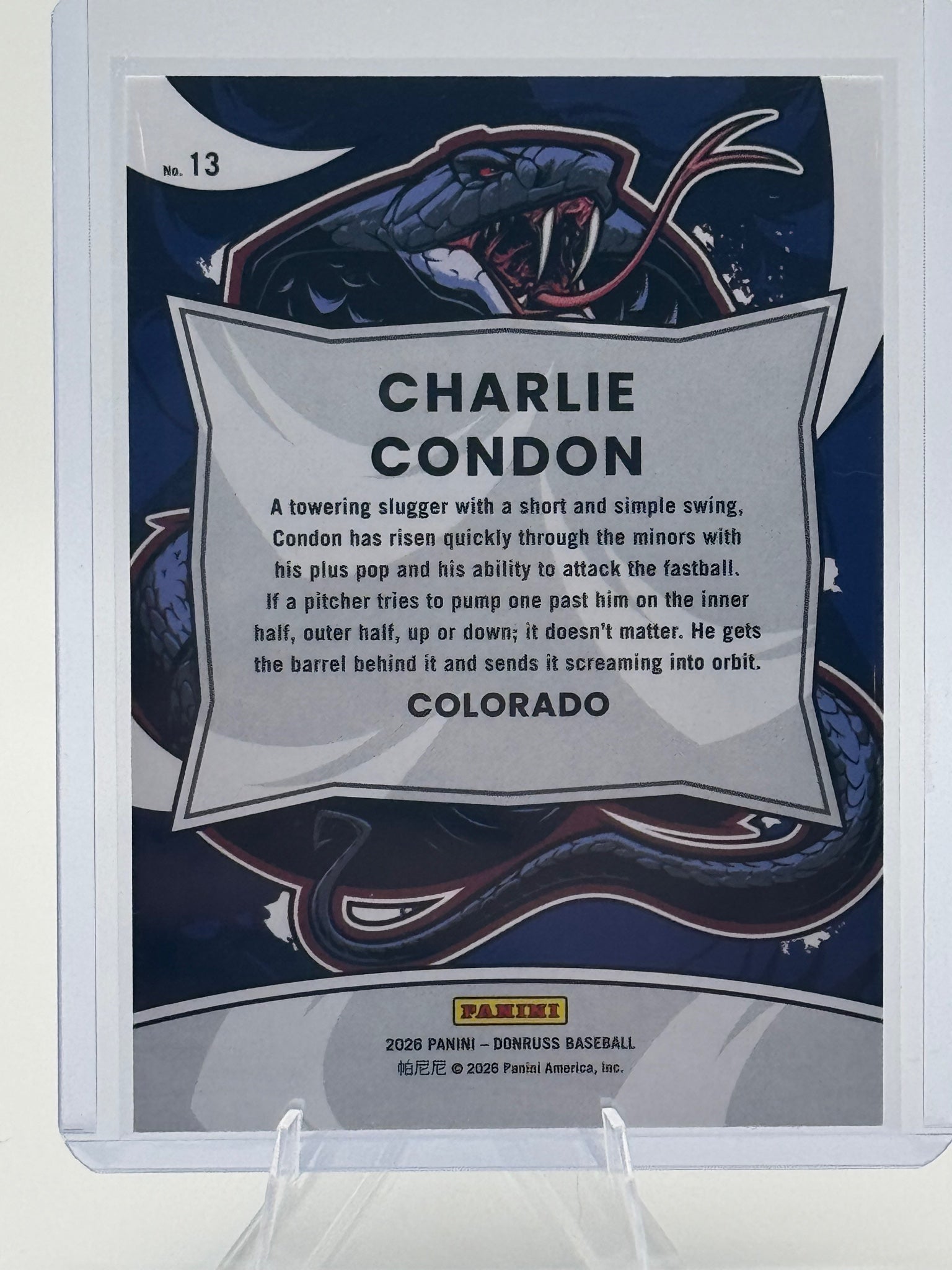 2026 Donruss Charlie Condon #13 Unleashed Colorado Rockies Near Mint or Better