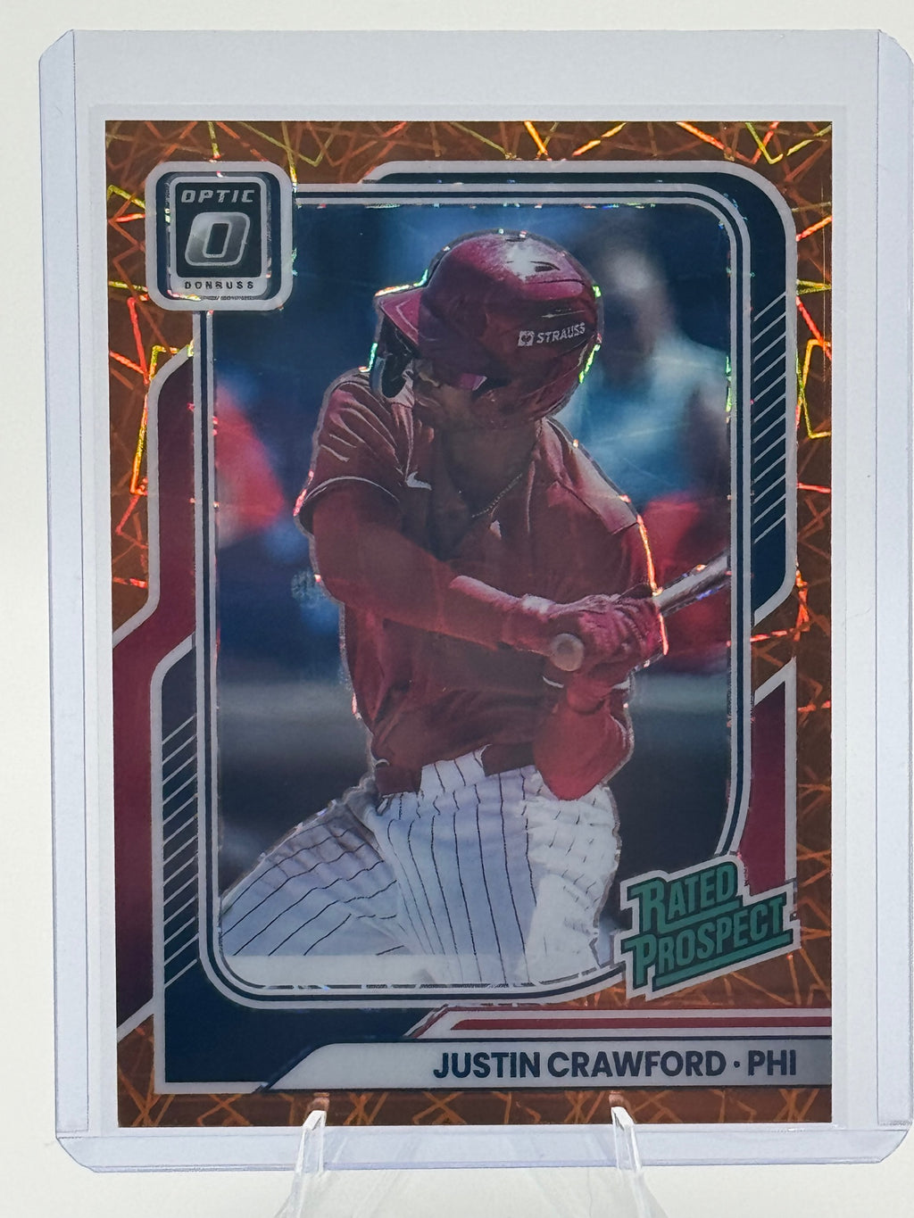 2026 Donruss Justin Crawford #194 Optic Orange Velocity Philadelphia Phillies NM