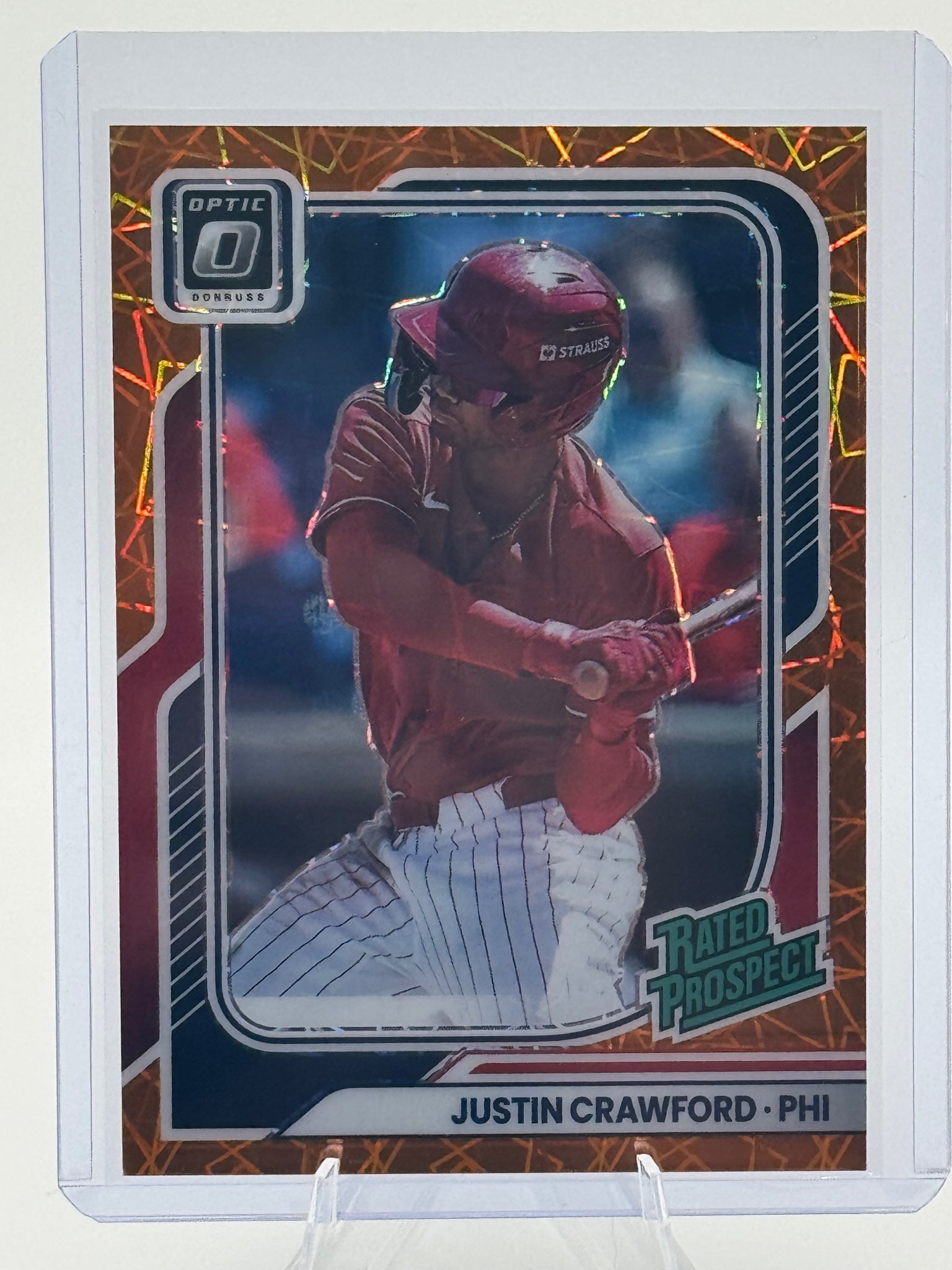2026 Donruss Justin Crawford #194 Optic Orange Velocity Philadelphia Phillies NM
