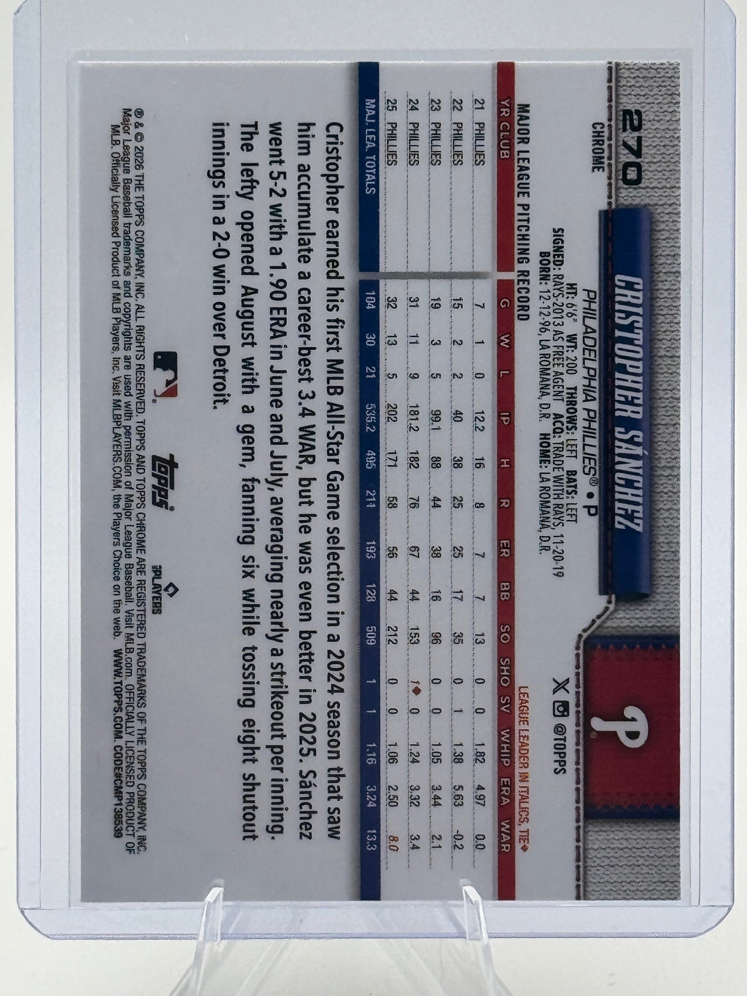 2026 Topps Chrome Cristopher Sánchez #270 X-Fractors Philadelphia Phillies NM
