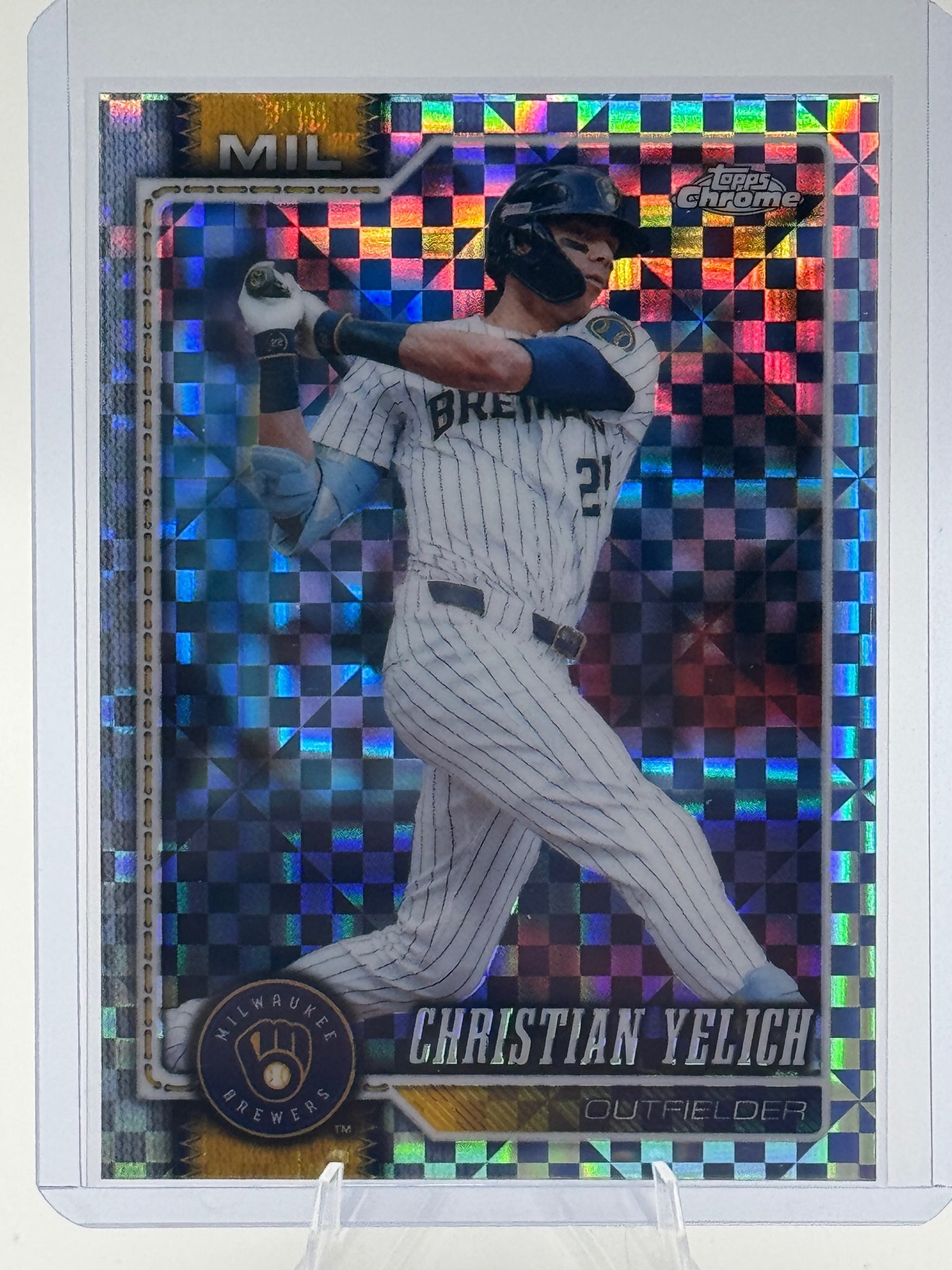 2026 Topps Chrome Christian Yelich #15 X-Fractors Milwaukee Brewers Near Mint