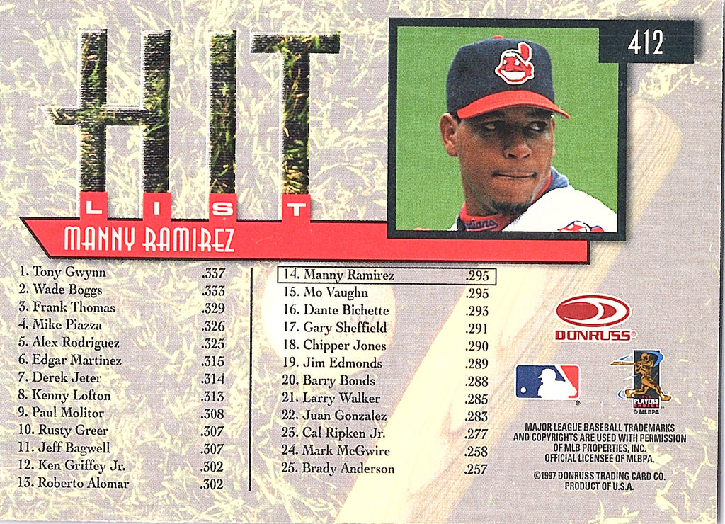 1997 Donruss Manny Ramirez #412 Cleveland Indians Excellent