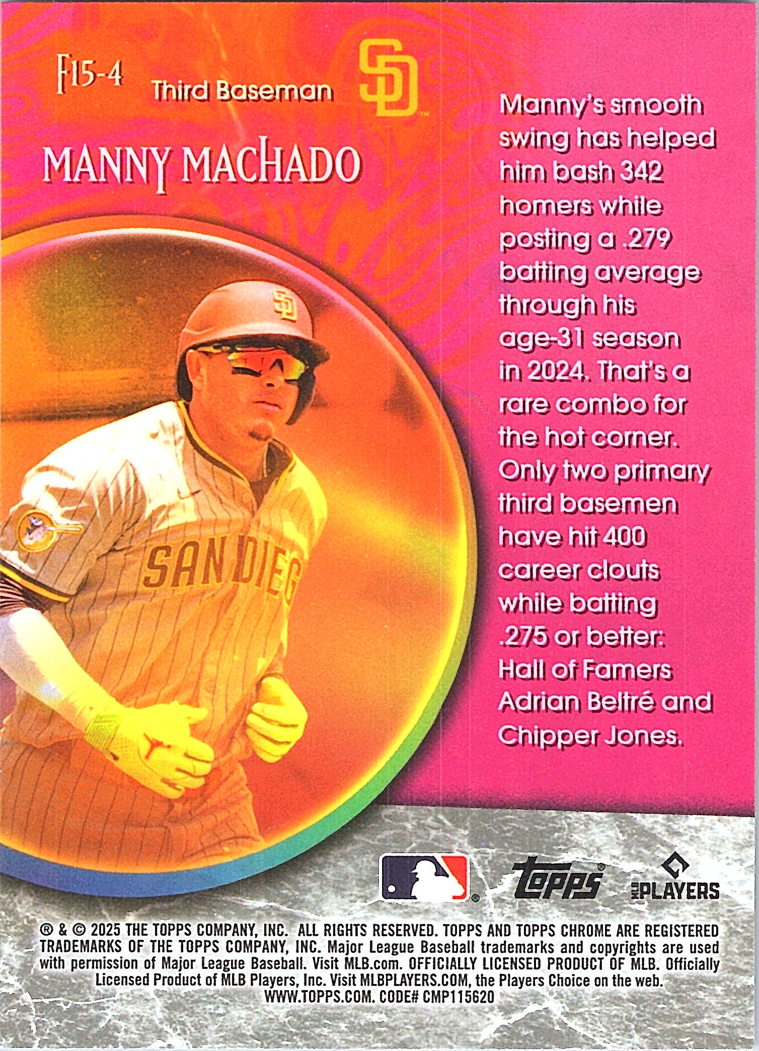 2025 Topps Chrome Update Manny Machado #F15-4 Fortune 15 San Diego Padres NM