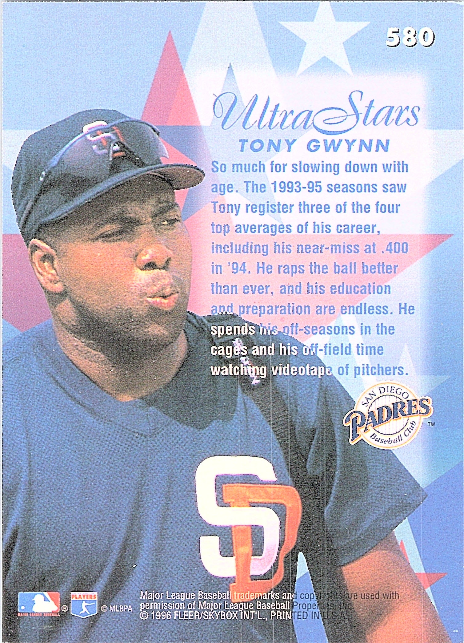 1996 Ultra Tony Gwynn #580 San Diego Padres Excellent