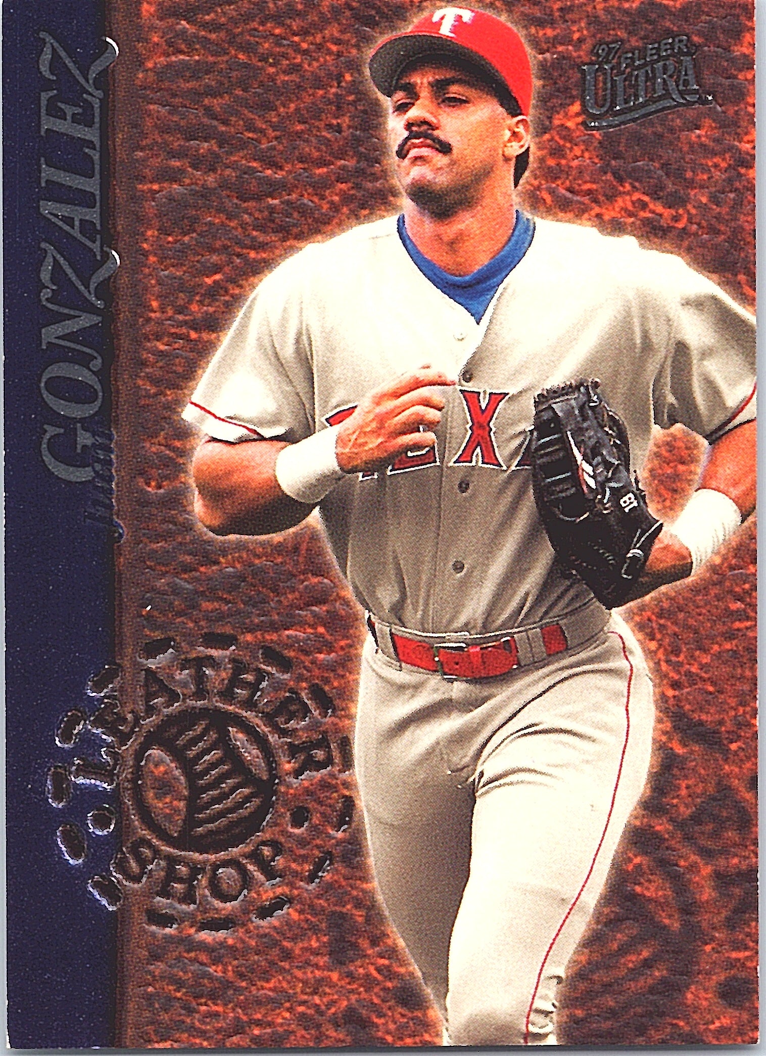 1997 Ultra Juan Gonzalez #5 Leather Shop Texas Rangers Excellent
