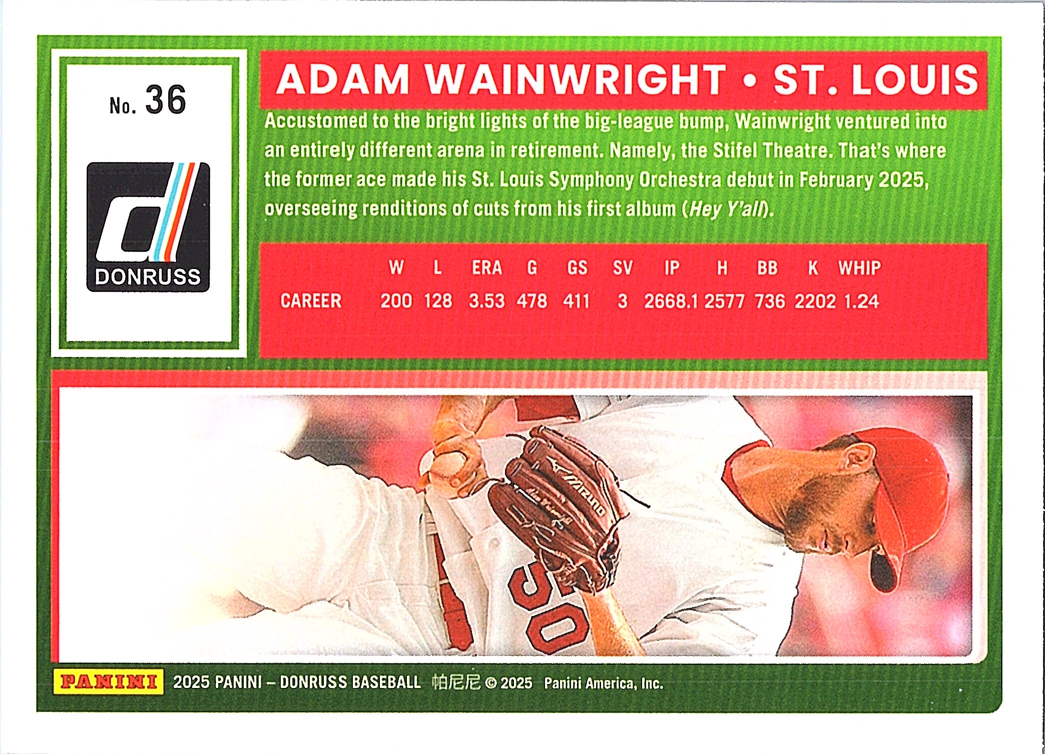 2025 Donruss Adam Wainwright #36 St. Louis Cardinals Near Mint or Better