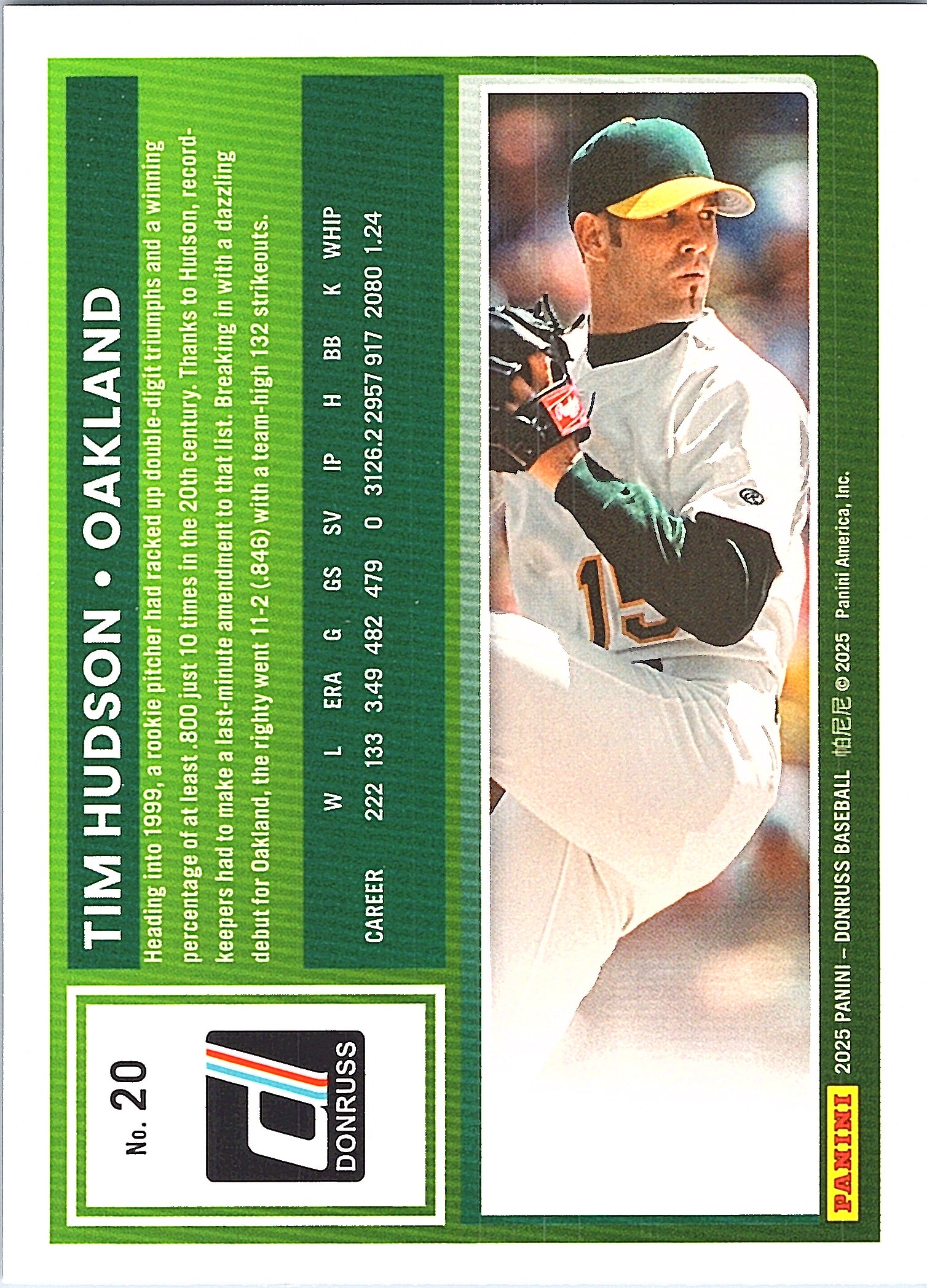2025 Donruss Tim Hudson #20 Oakland Athletics Near Mint or Better