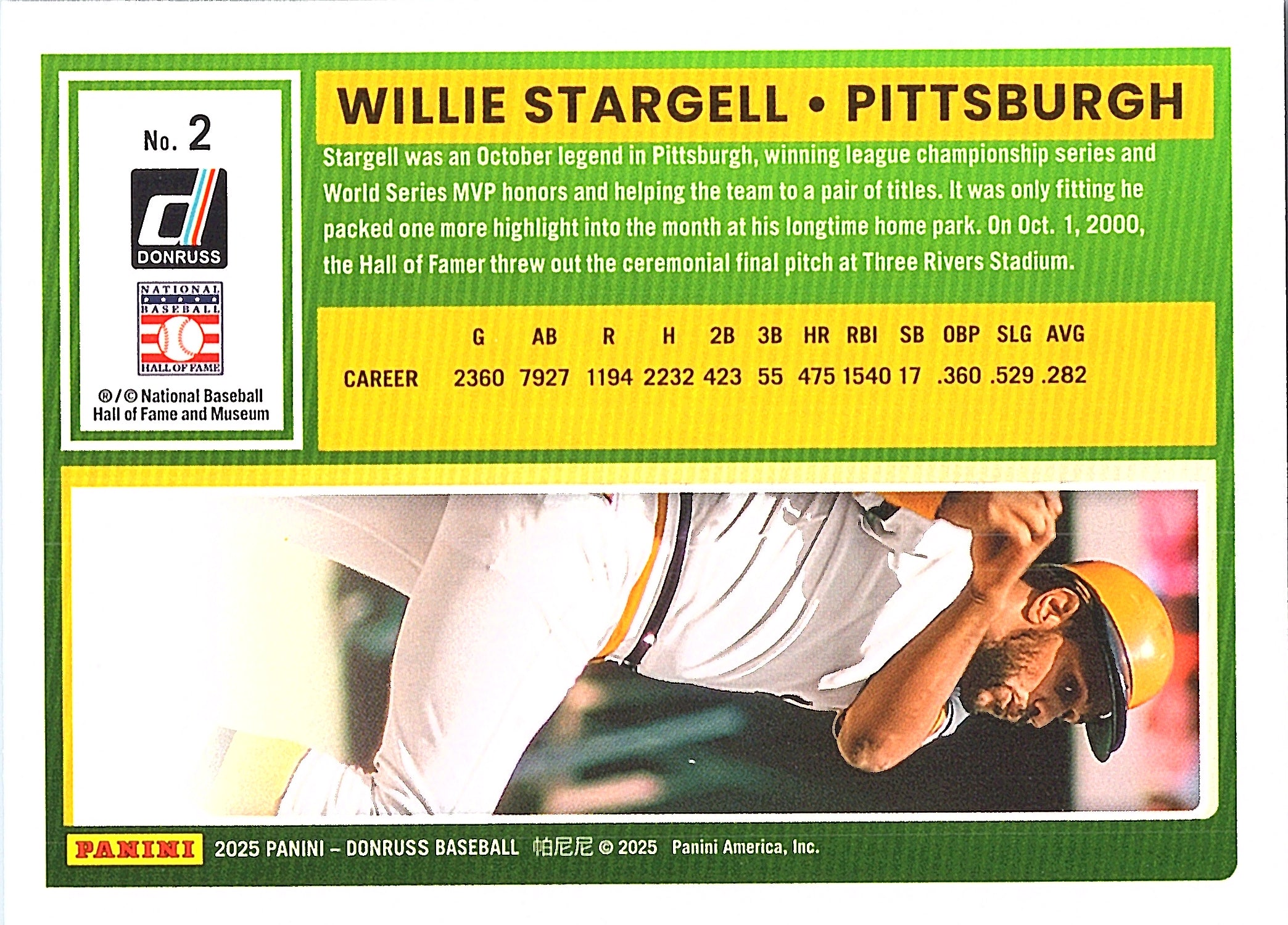 2025 Donruss Willie Stargell #2 Pittsburgh Pirates Near Mint or Better