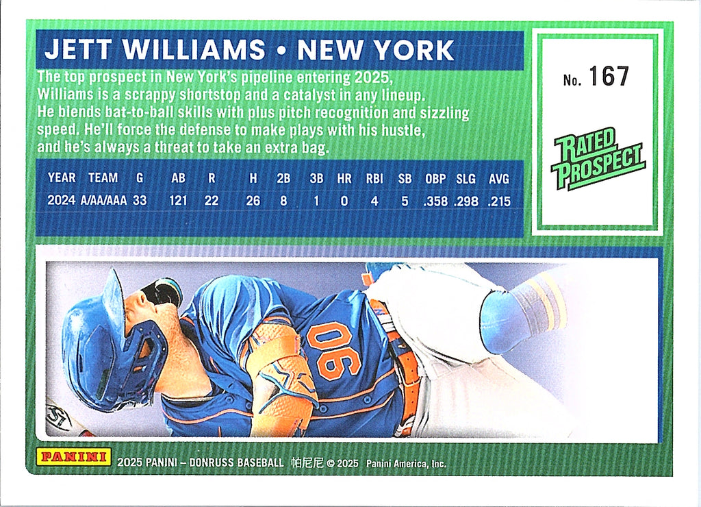 2025 Donruss Jett Williams #167 New York Mets Near Mint or Better