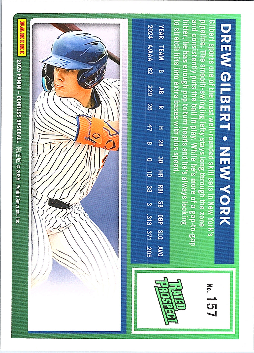 2025 Donruss Drew Gilbert #157 New York Mets Near Mint or Better