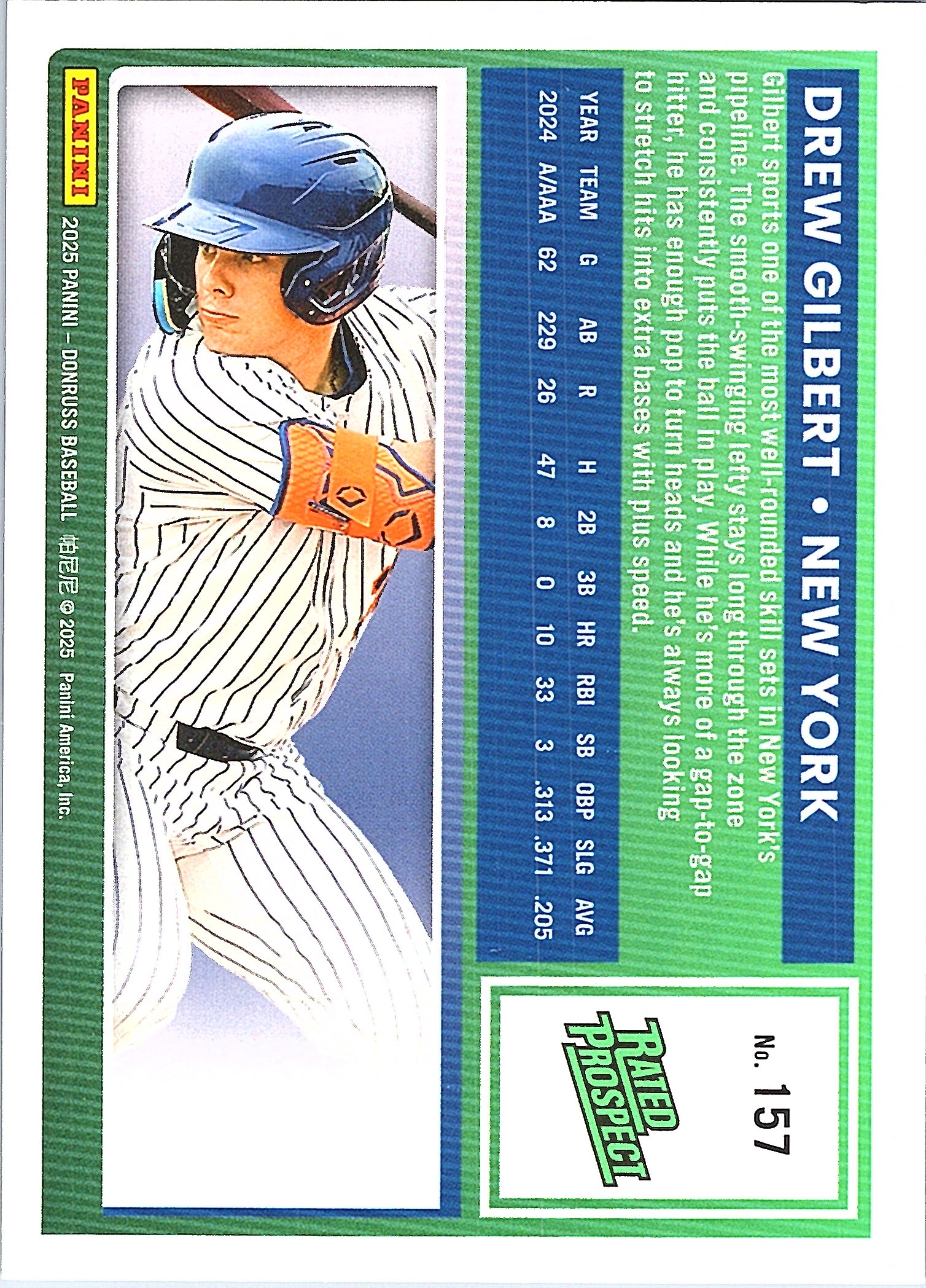 2025 Donruss Drew Gilbert #157 New York Mets Near Mint or Better
