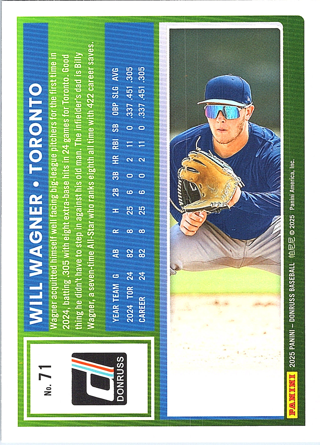 2025 Donruss Will Wagner #71 Toronto Blue Jays Near Mint or Better