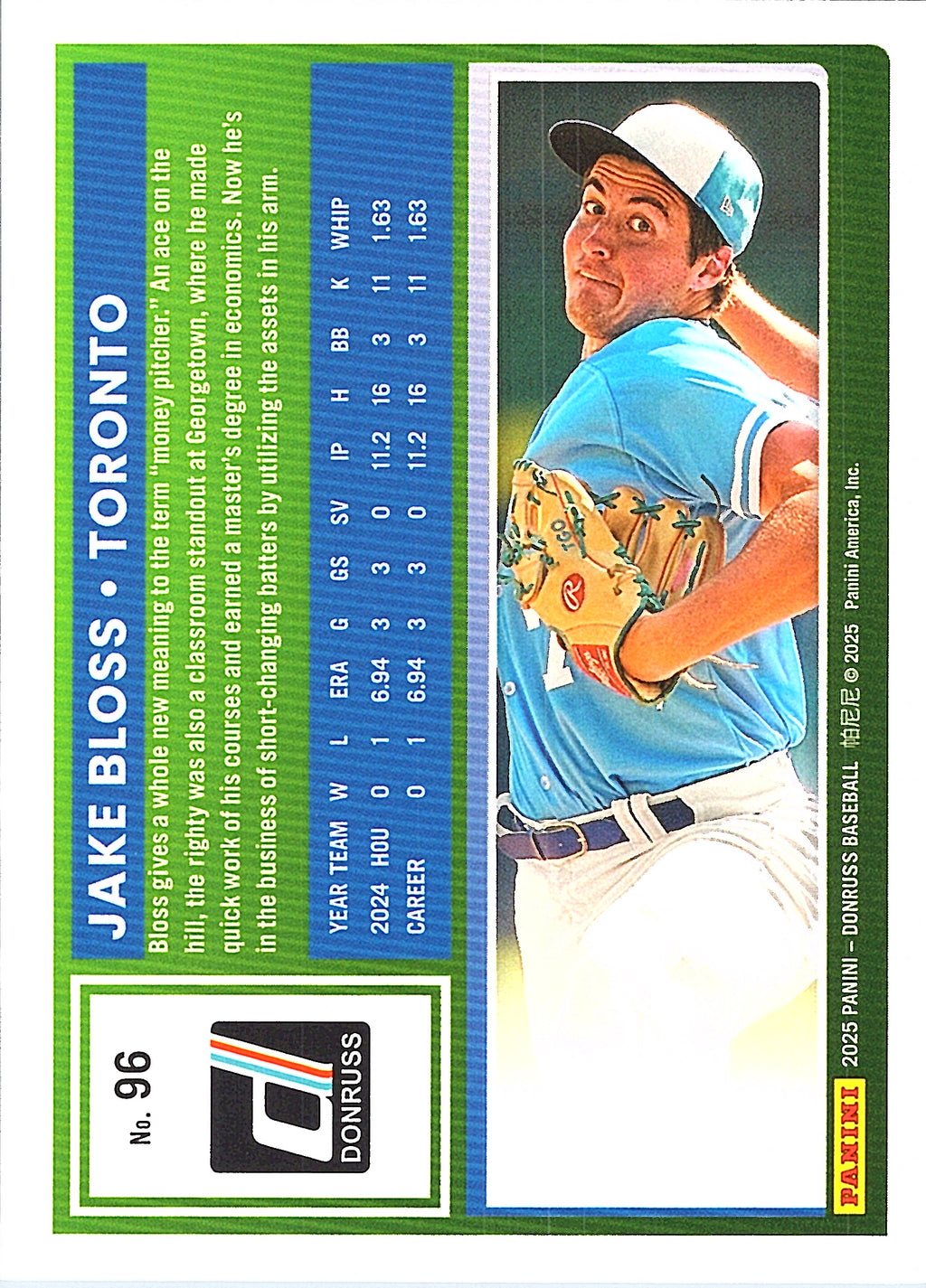 2025 Donruss Jake Bloss #96 Toronto Blue Jays Near Mint or Better