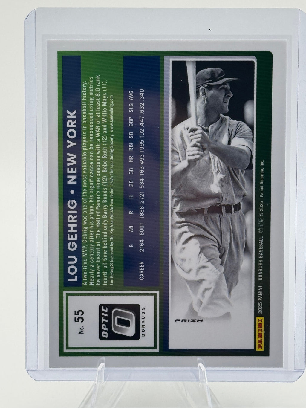 2025 Donruss Lou Gehrig #55 Optic Blue Velocity New York Yankees Near Mint