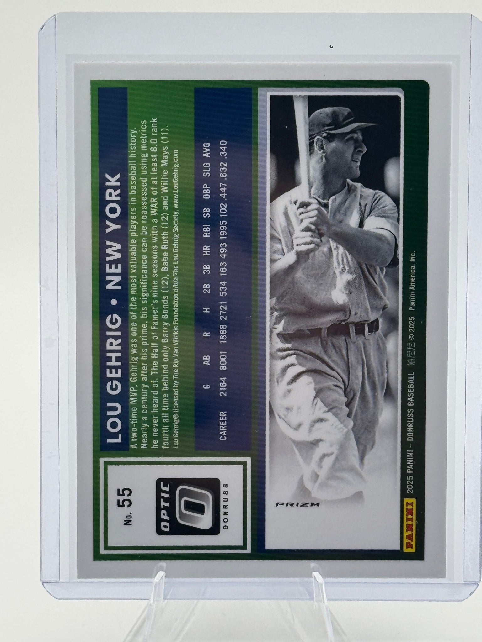 2025 Donruss Lou Gehrig #55 Optic Blue Velocity New York Yankees Near Mint