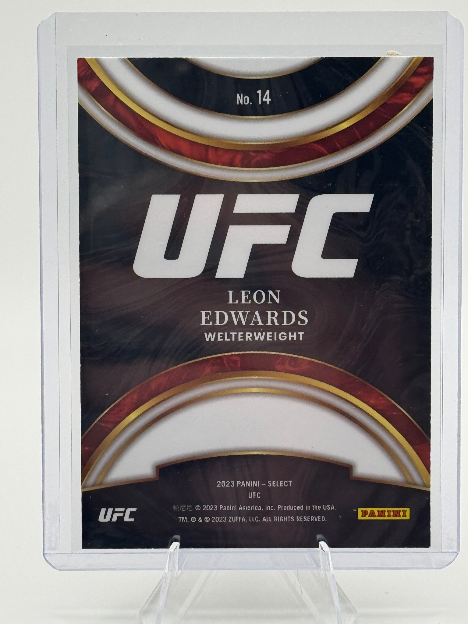 2023 Panini Select UFC Leon Edwards #14 Global Icons Flash Prizms Near Mint