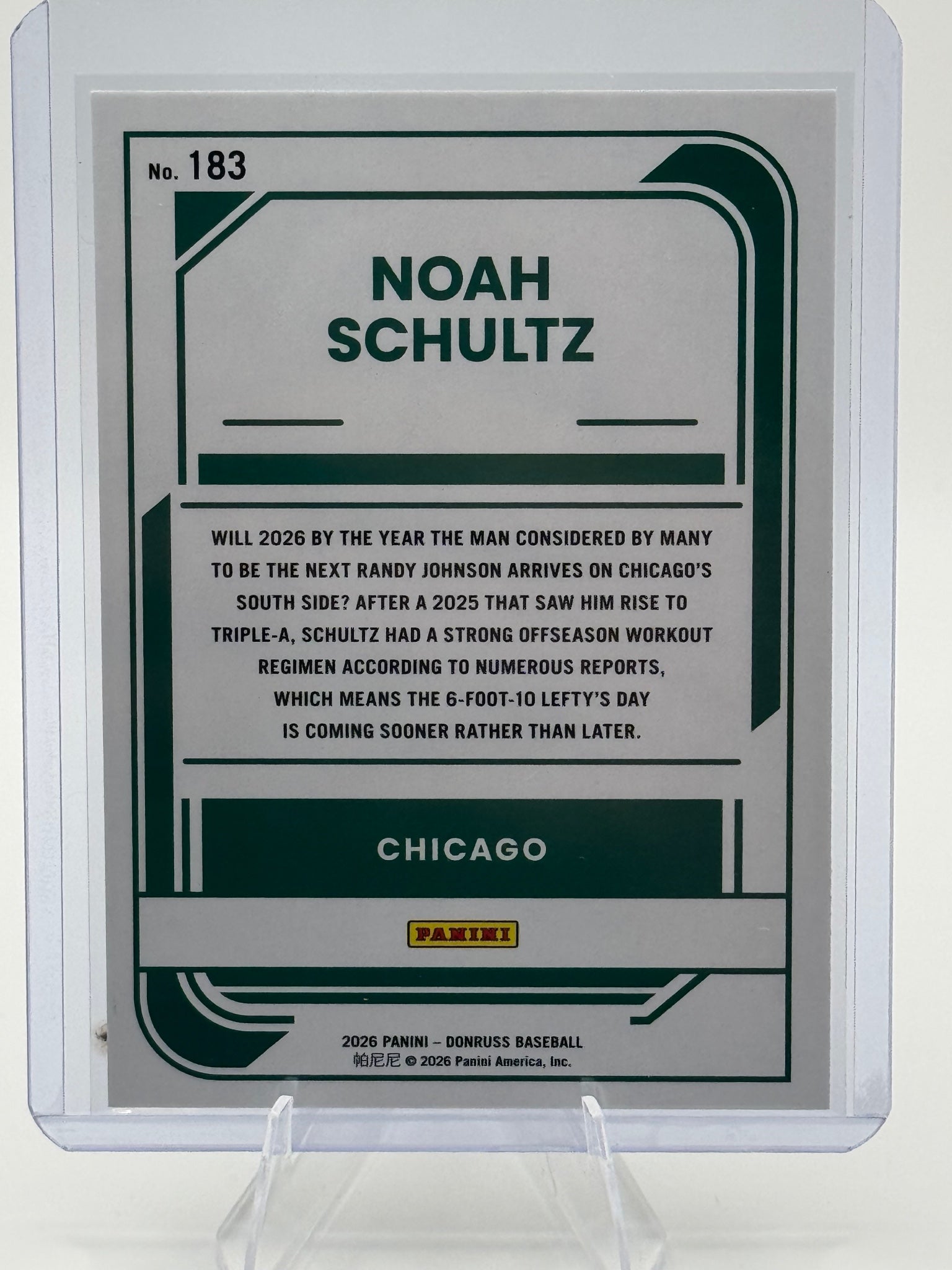 2026 Donruss Noah Schultz #183 Chicago White Sox Near Mint or Better