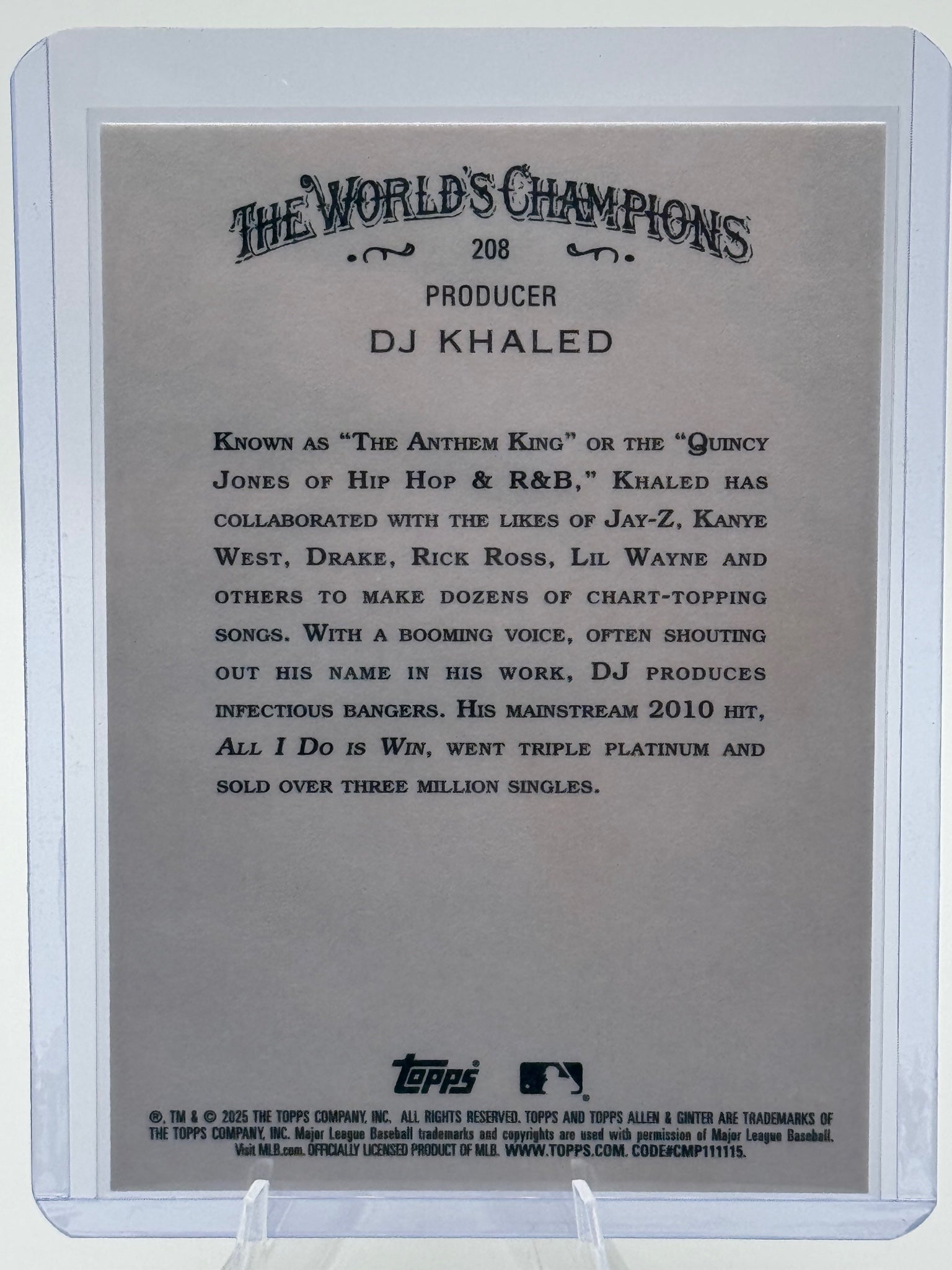2025 Topps Allen & Ginter DJ Khaled #208 Near Mint or Better