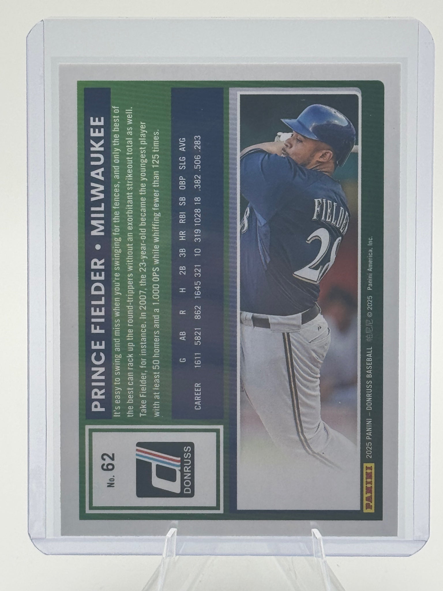 2025 Donruss Prince Fielder #62 Liberty Milwaukee Brewers Near Mint or Better