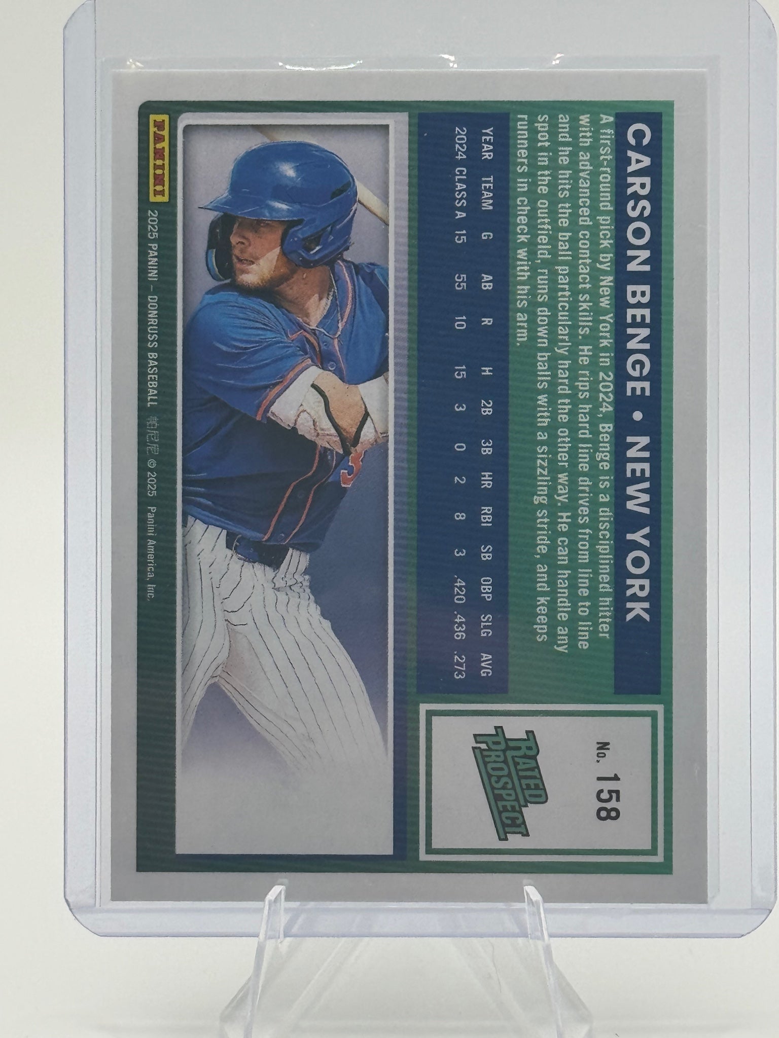 2025 Donruss Carson Benge #158 New York Mets Near Mint or Better