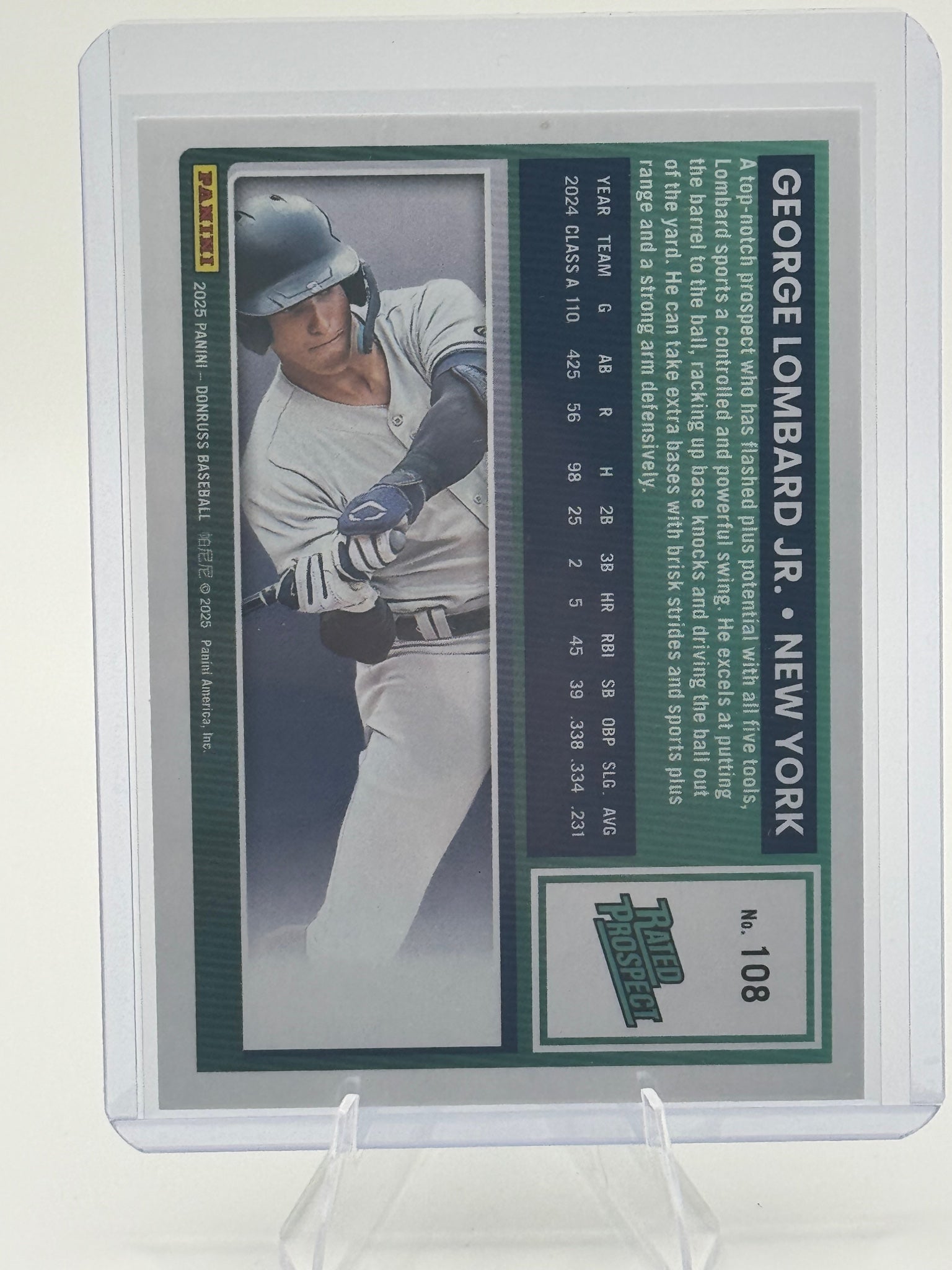 2025 Donruss George Lombard Jr. #108 New York Yankees Near Mint or Better