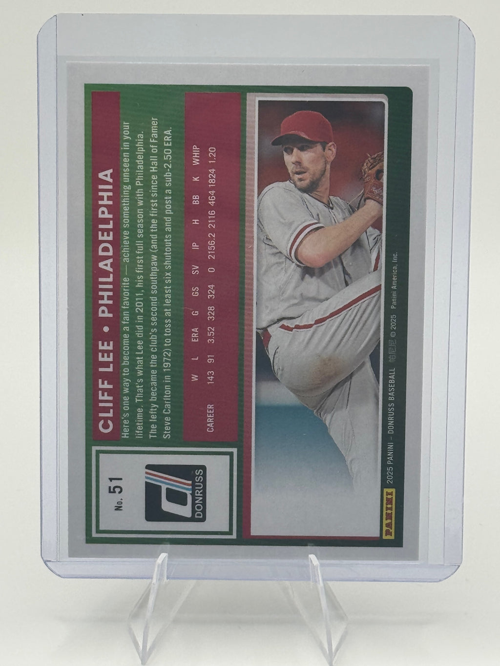 2025 Donruss Cliff Lee #51 Red and Blue Laser Philadelphia Phillies Near Mint
