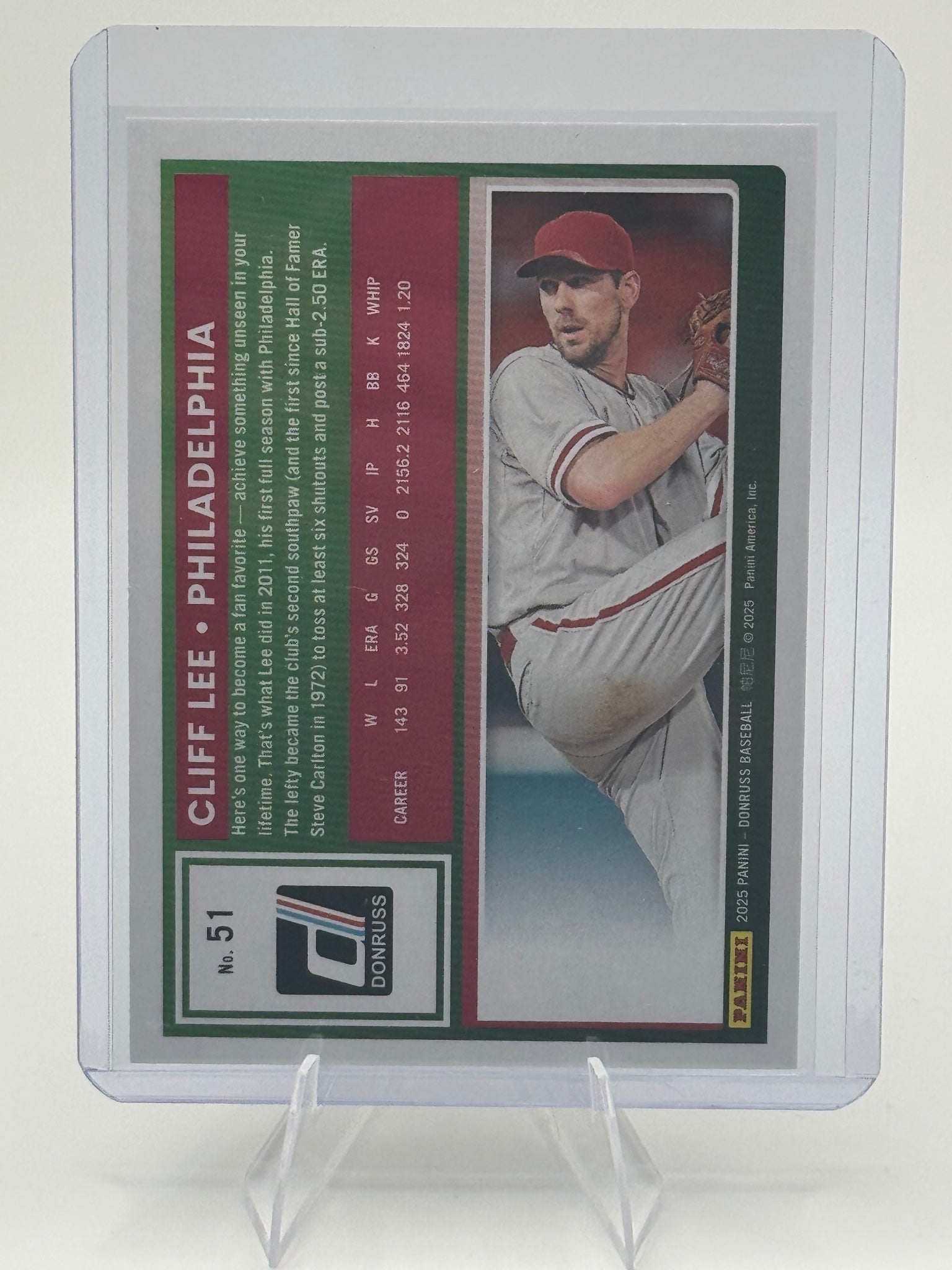 2025 Donruss Cliff Lee #51 Red and Blue Laser Philadelphia Phillies Near Mint
